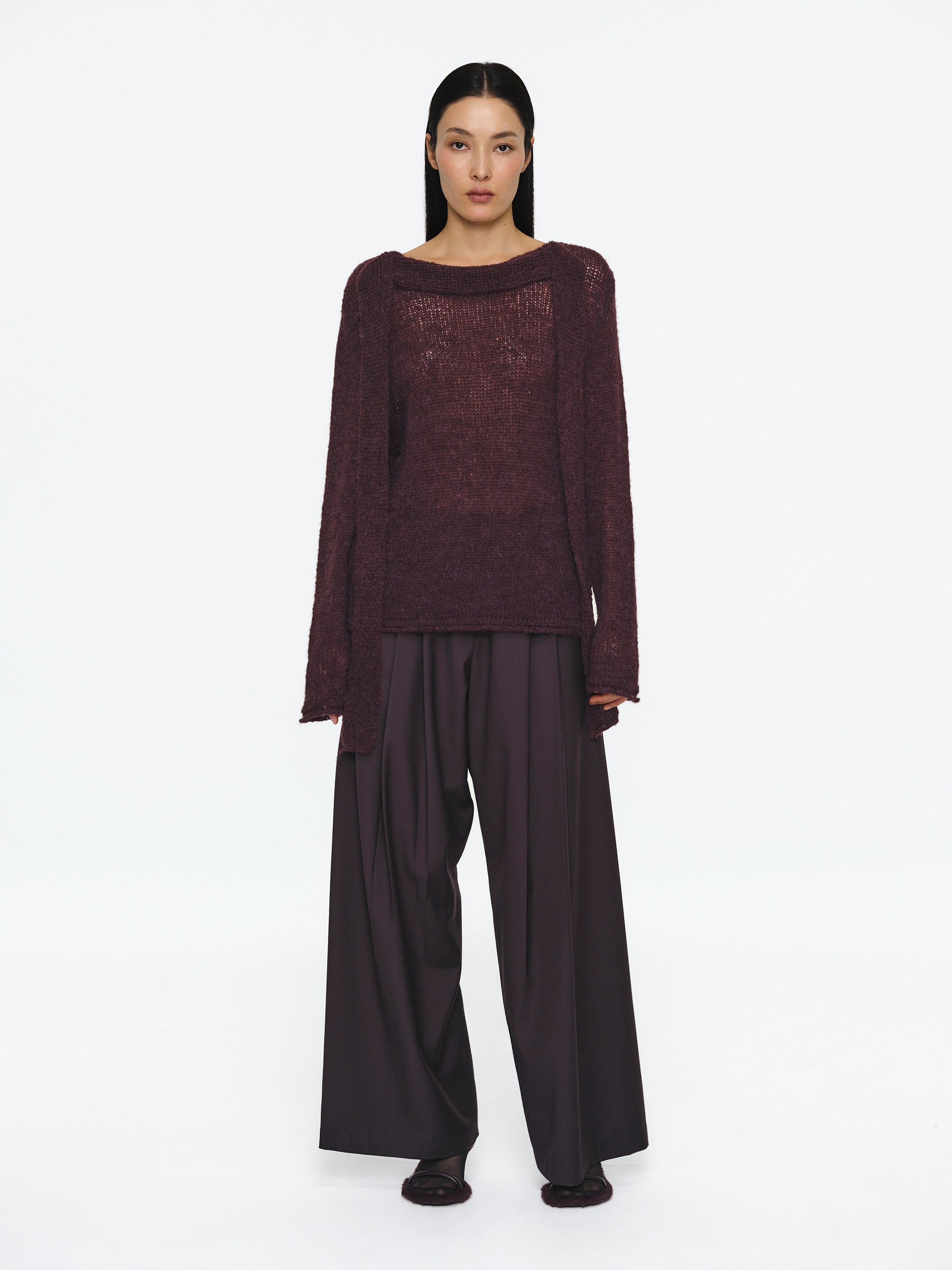 Scarf Collar Sweater, Wine