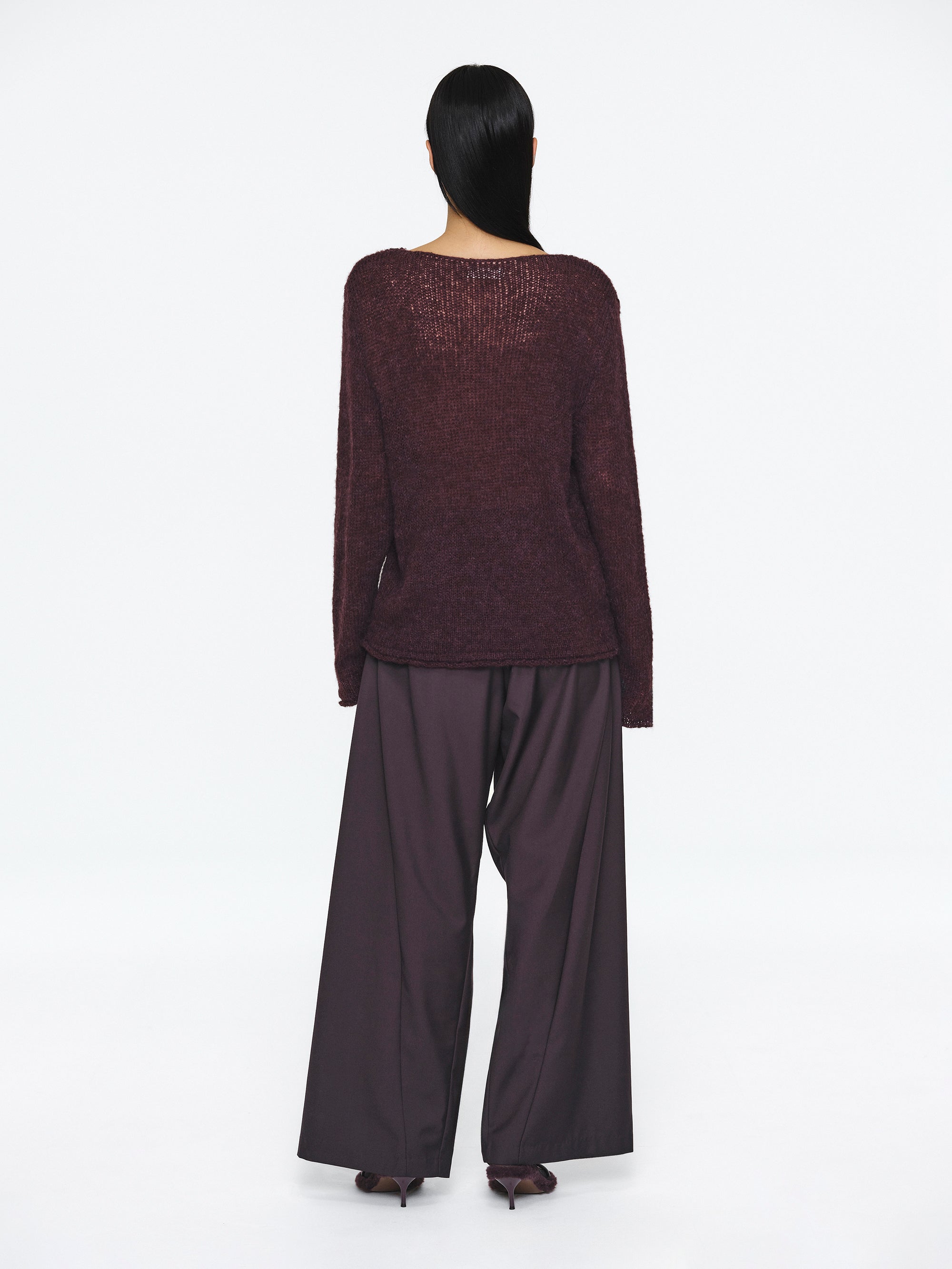 Scarf Collar Sweater, Wine