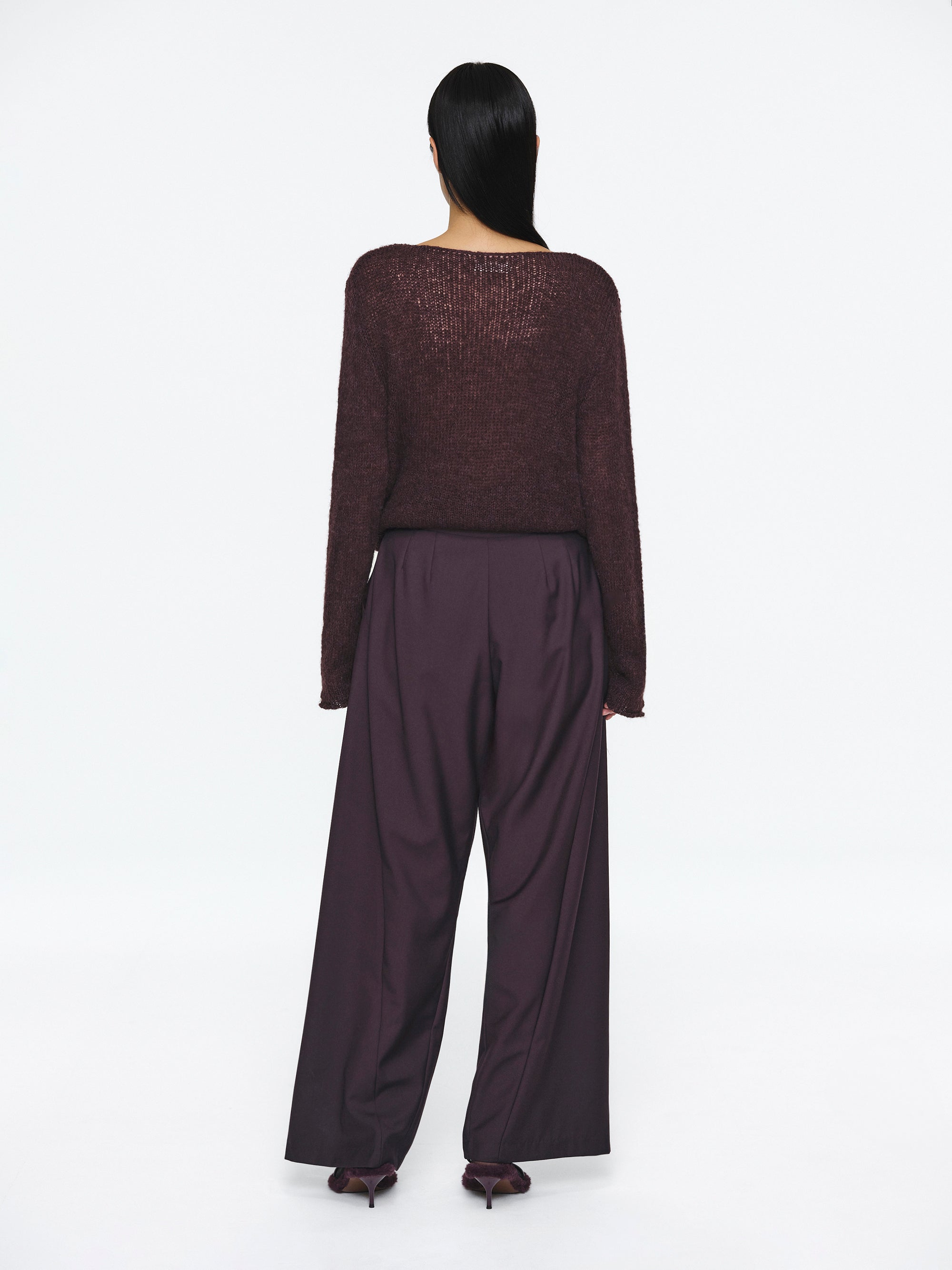 Pleated Belted Trousers, Wine