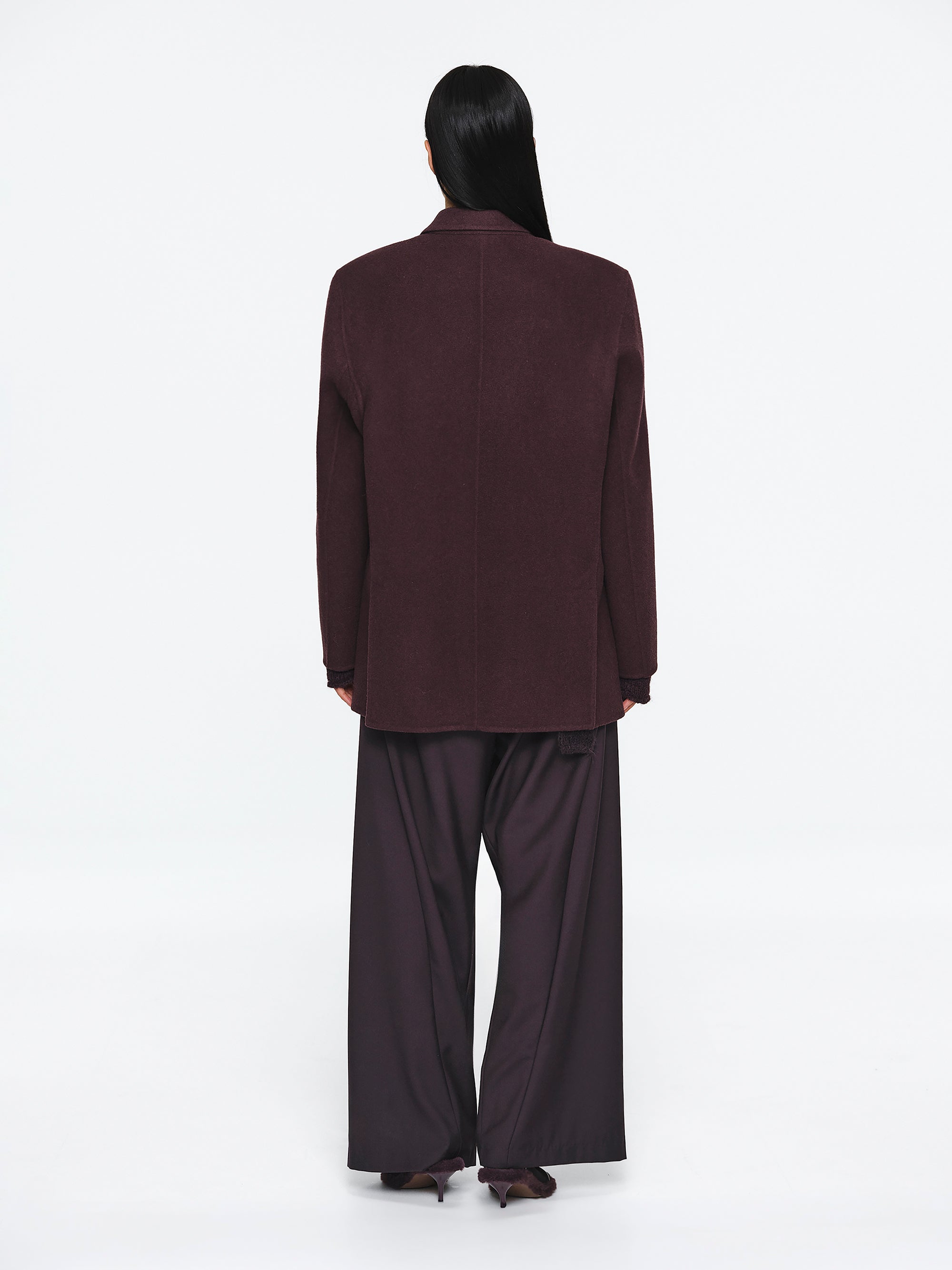 Tailored Wool Blazer, Wine