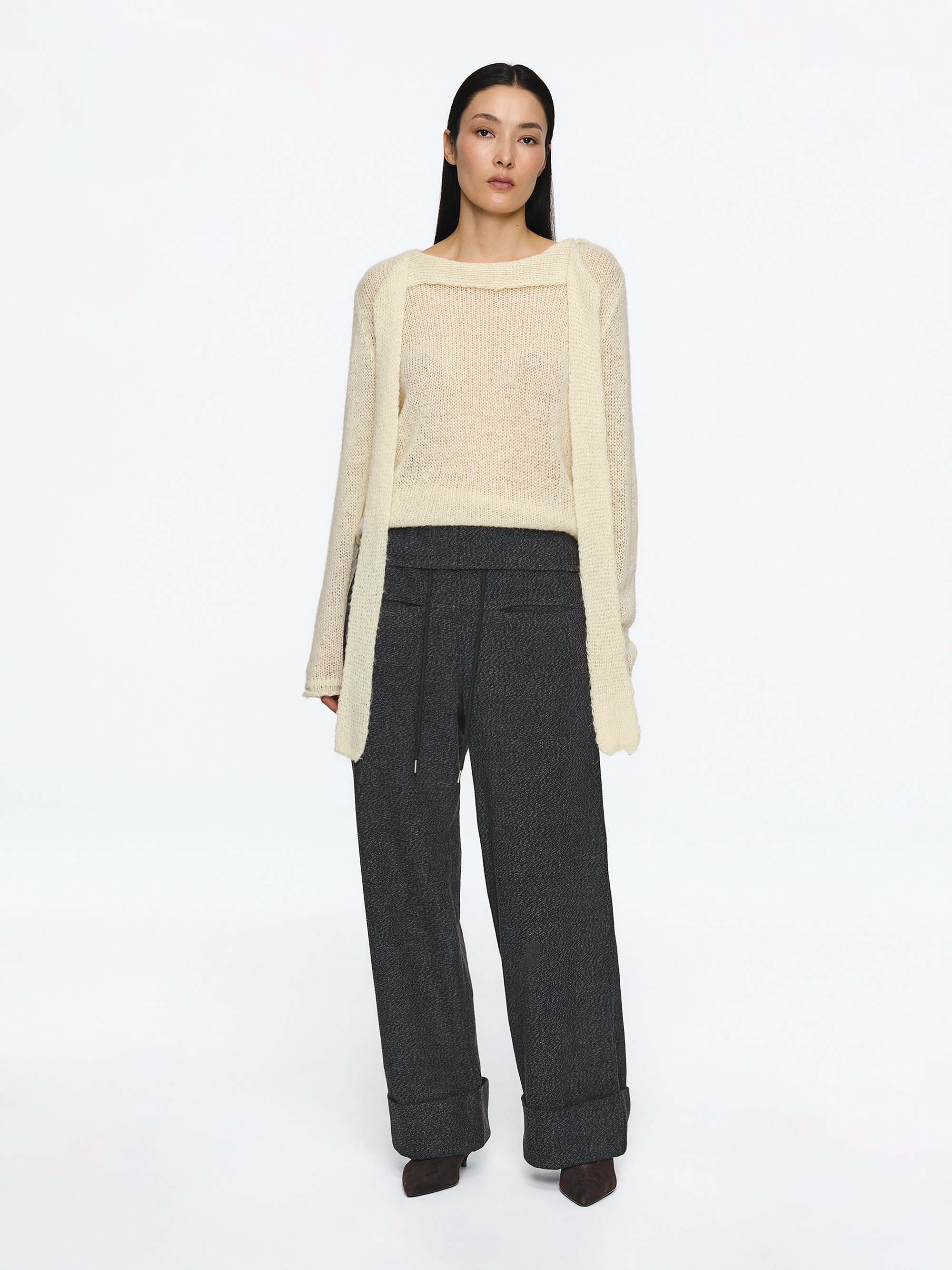 Scarf Collar Sweater, Beige