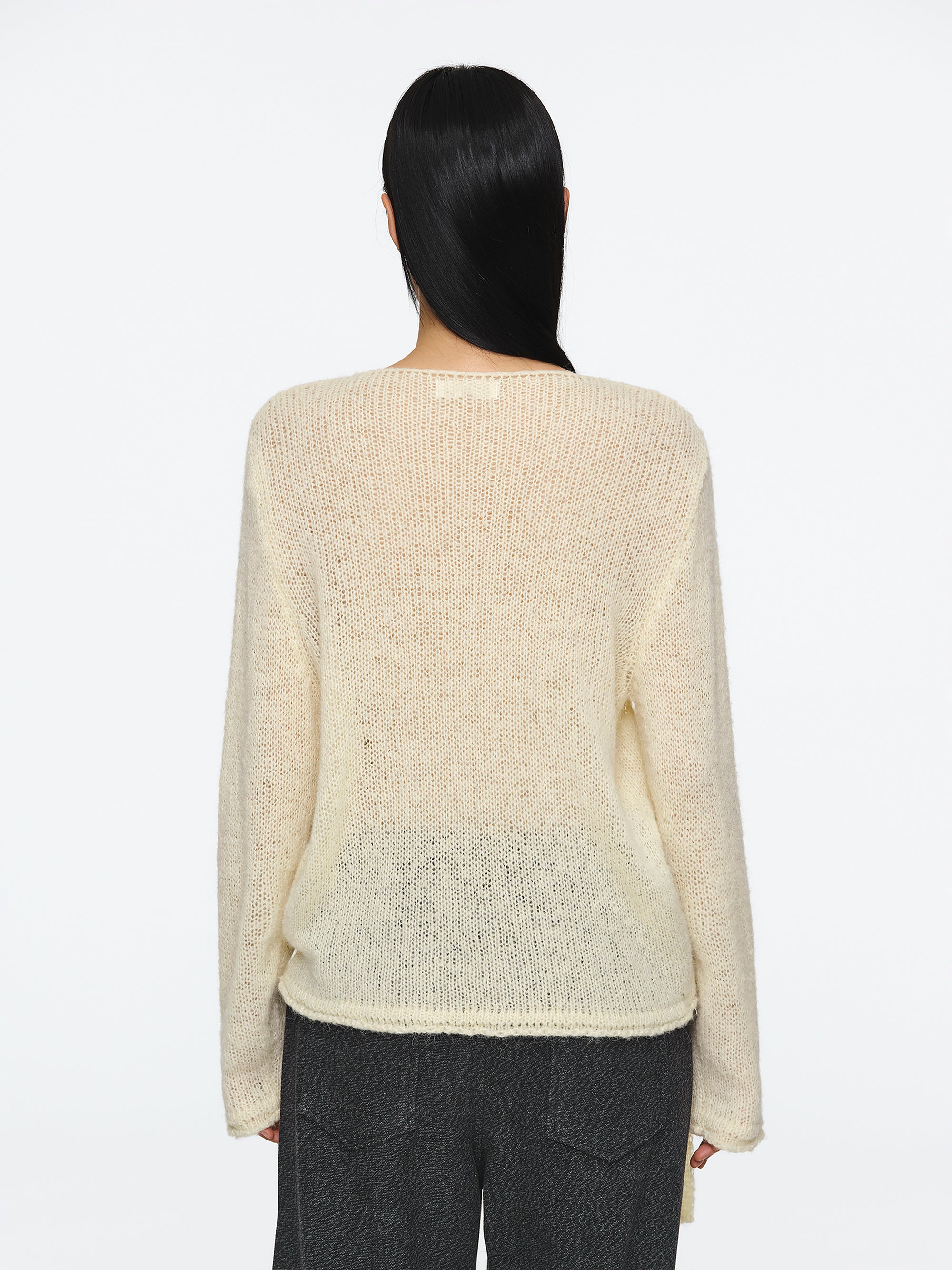 Scarf Collar Sweater, Beige