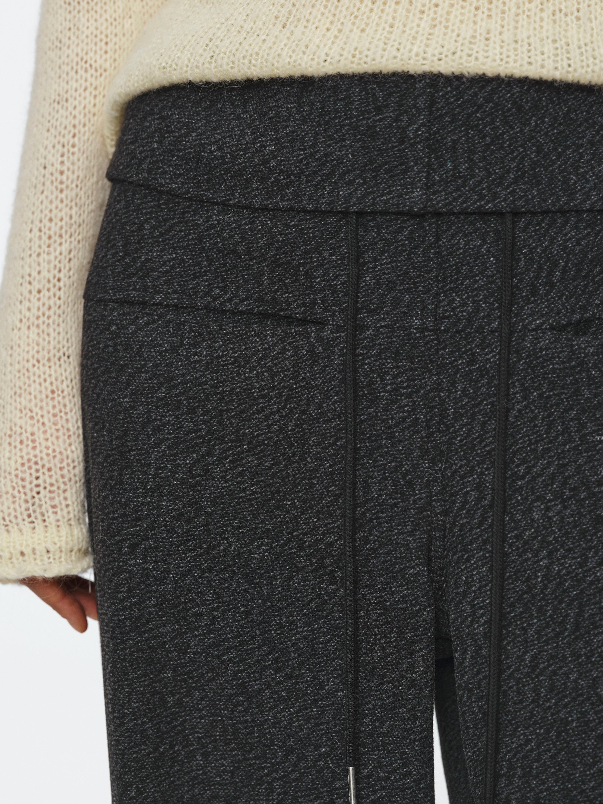 Foldover Drawstring Trousers, Charcoal