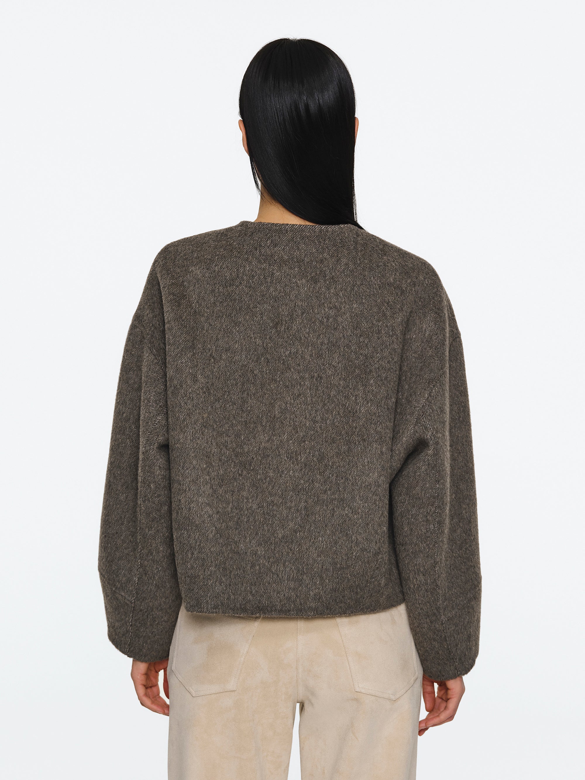 Wool Felted Zip Jacket, Brown