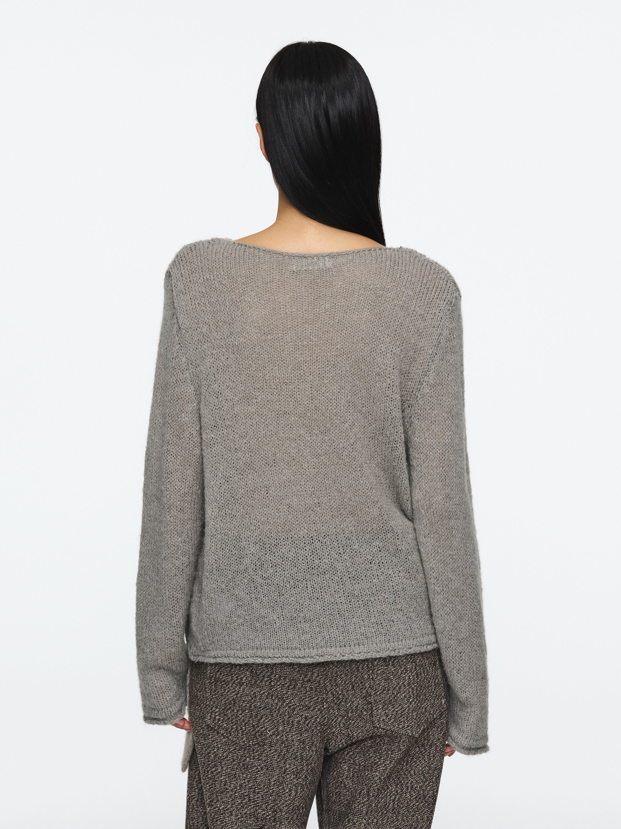 Scarf Collar Sweater, Grey