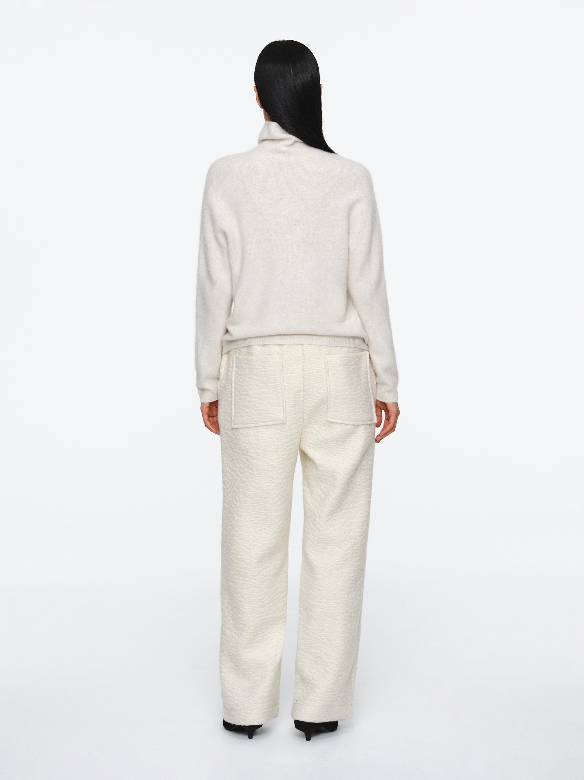 Wool Cashmere Turtleneck, Ivory