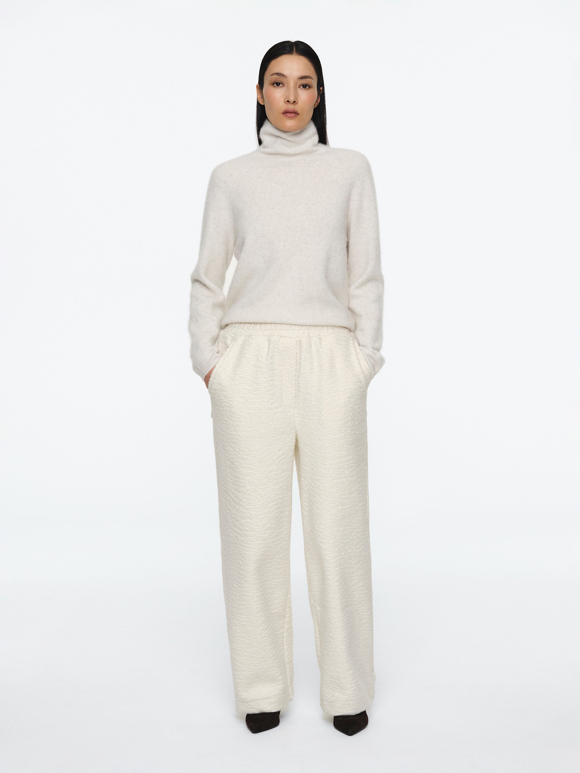 Felted Fleece Lounge Pants, Ivory