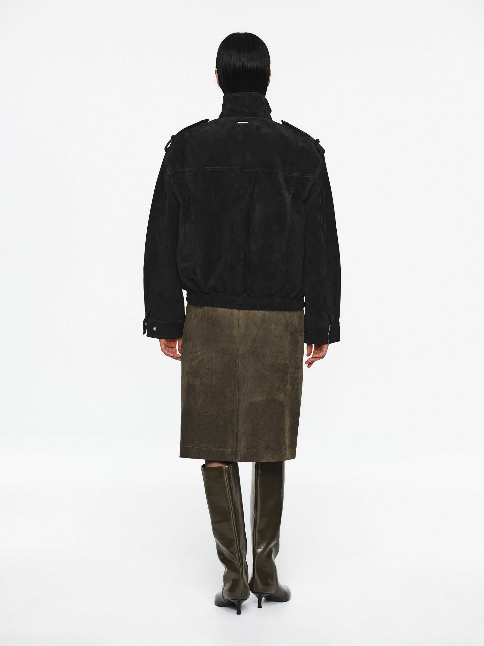 Padded Suede Jacket, Black