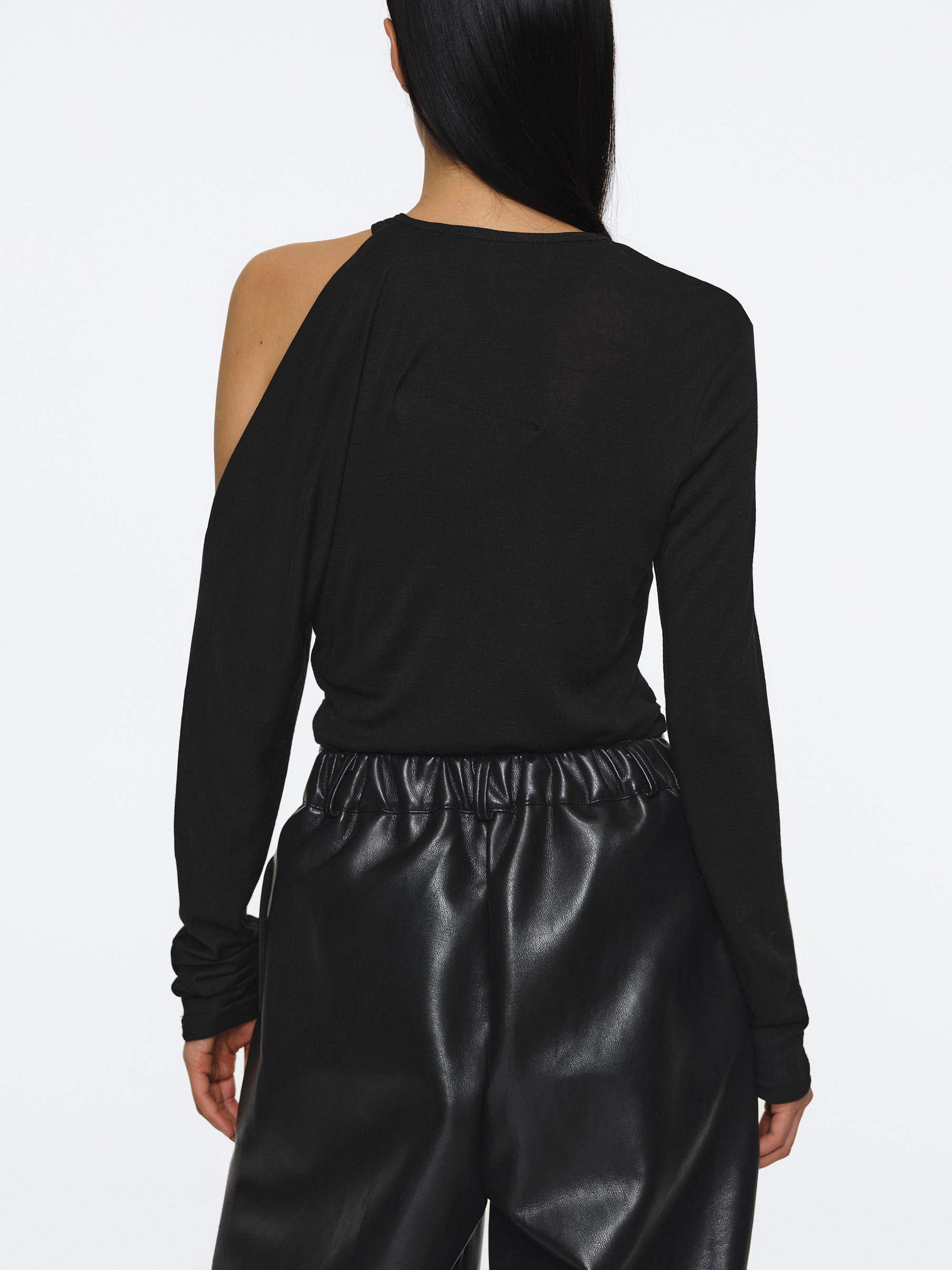 Double Layered Semi-Sheer Top, Black