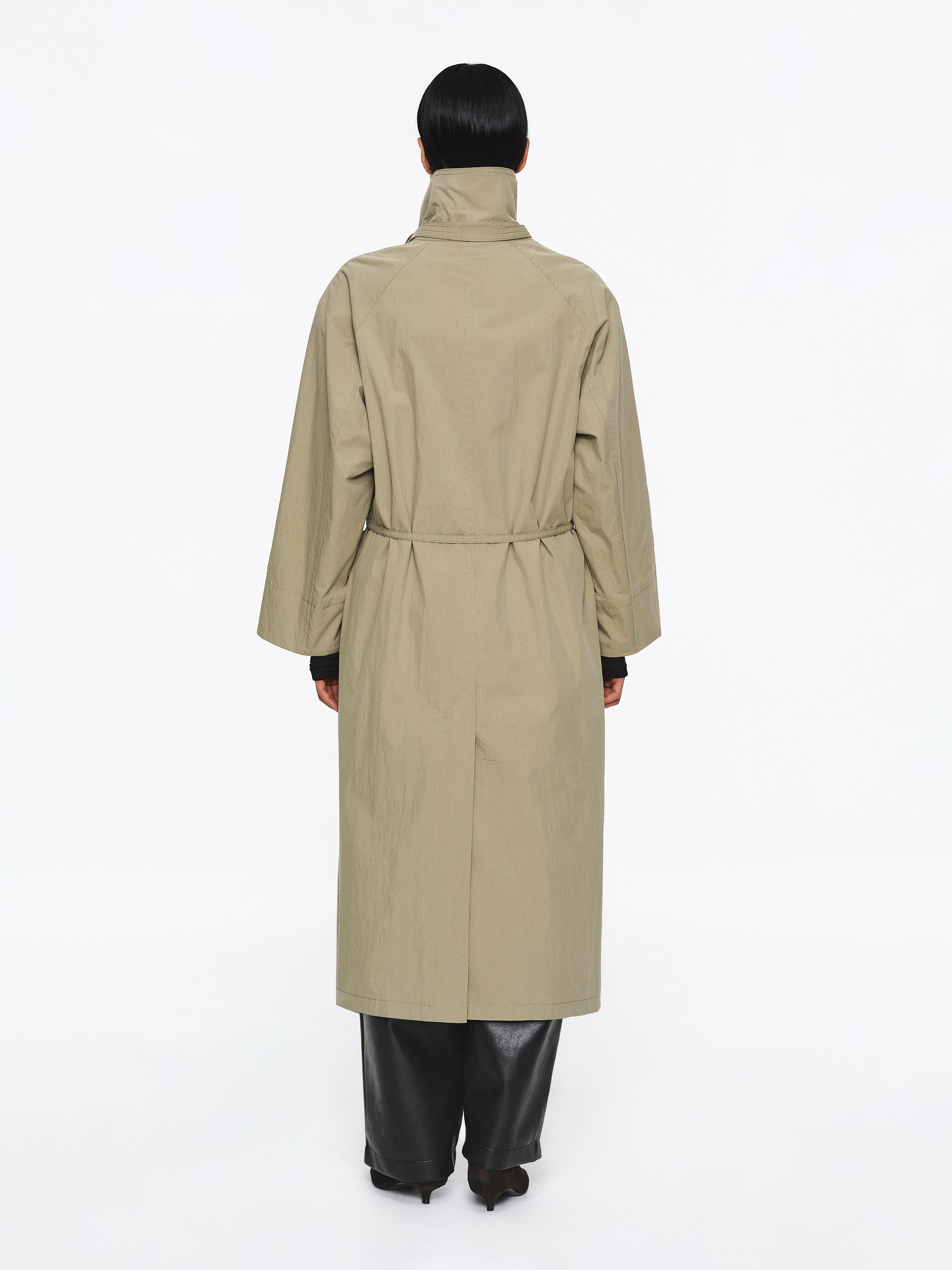 Stand Collar Trench Coat, Beige
