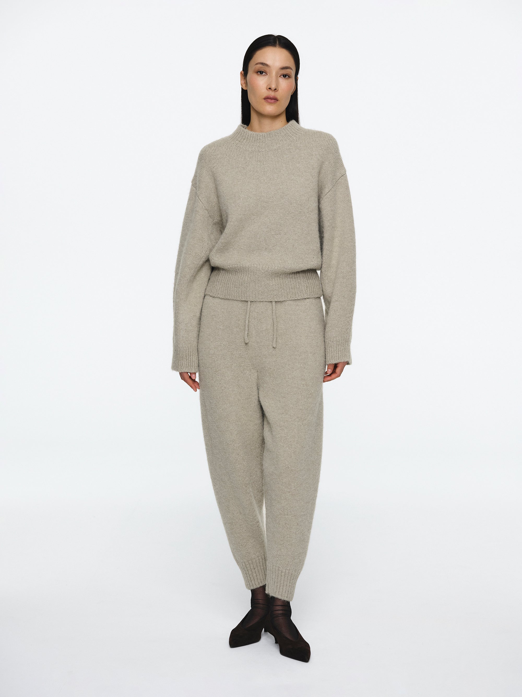 Relaxed Wool-Blend Sweater, Beige