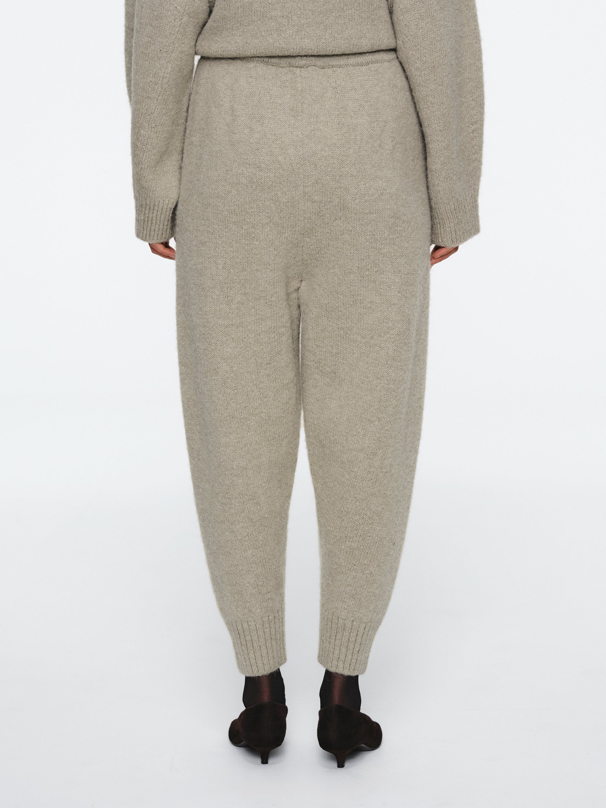 Relaxed Wool-Blend Lounge Knit Pants, Beige