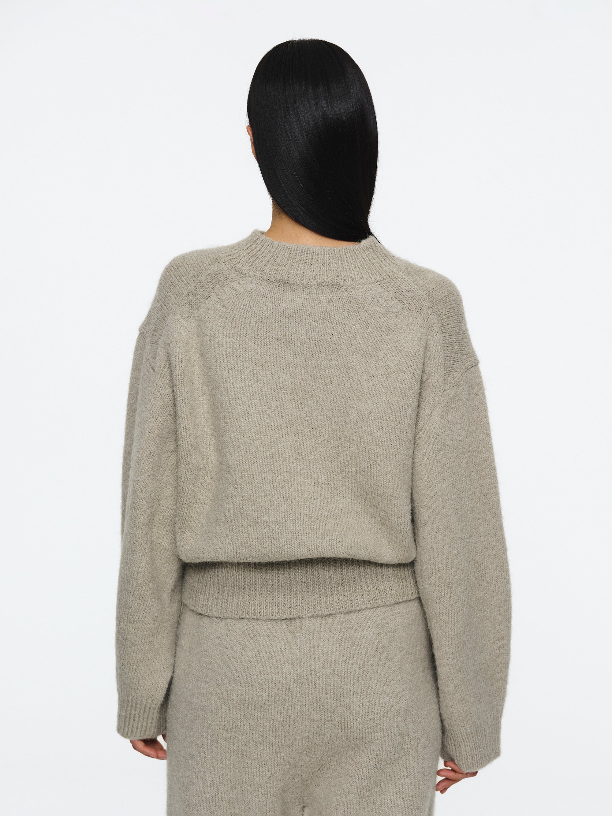 Relaxed Wool-Blend Sweater, Beige