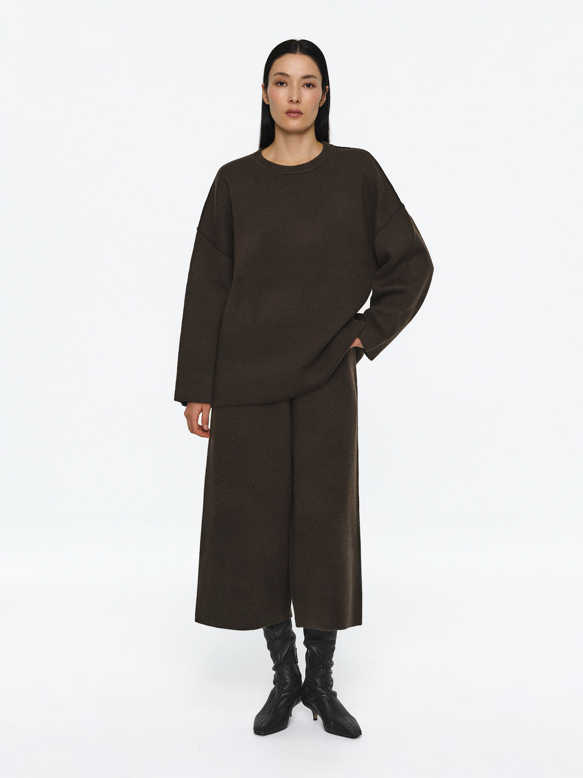 Aleksa Brushed Wool-Blend Jumper, Brown