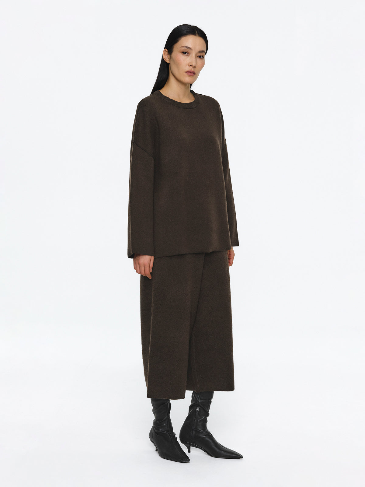 Aleksa Brushed Wool-Blend Jumper, Brown