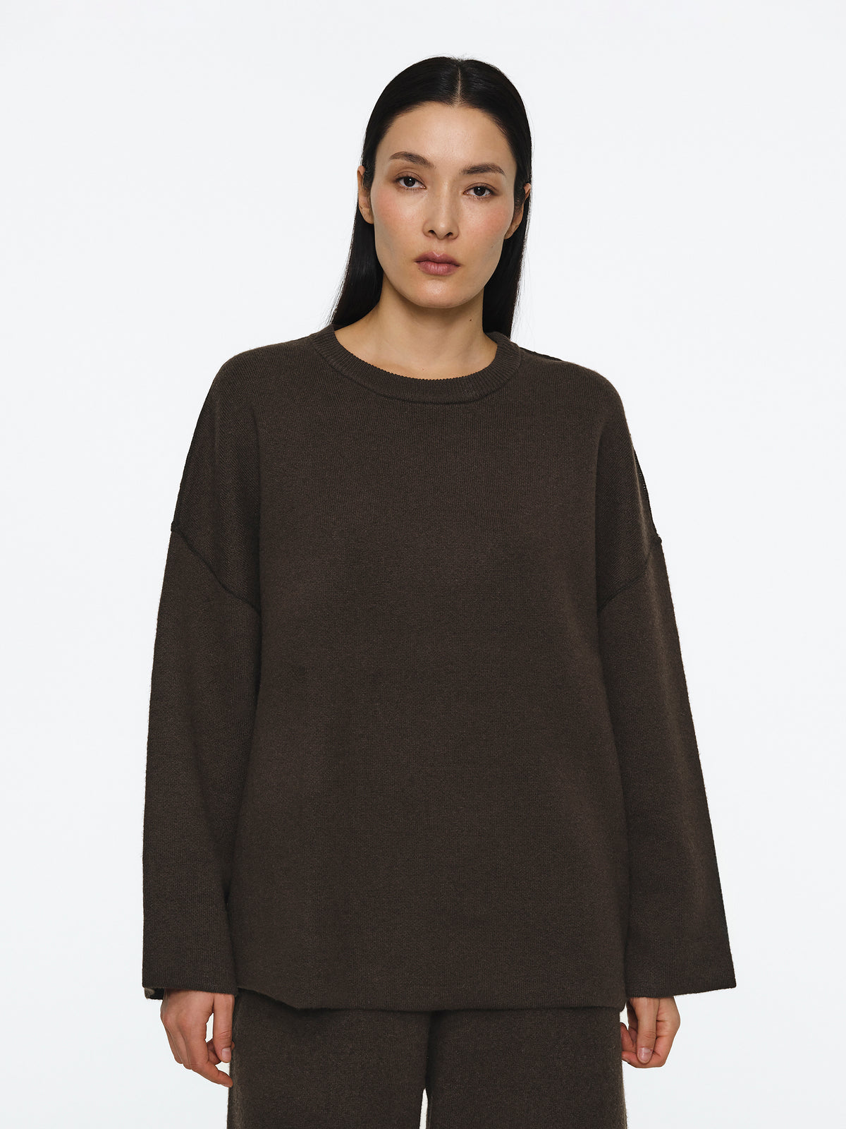 Aleksa Brushed Wool-Blend Jumper, Brown
