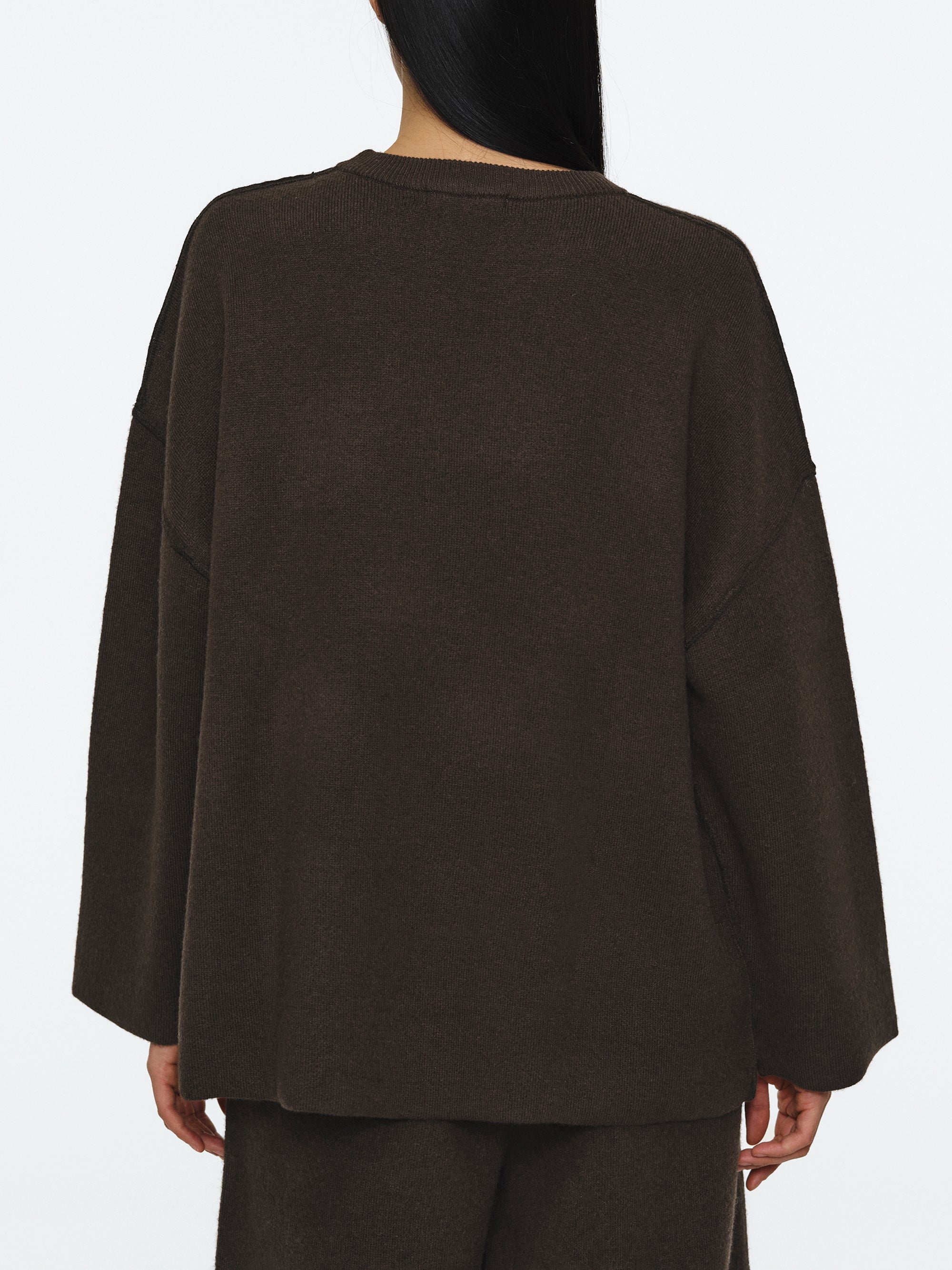 Brushed Wool-Blend Jumper, Brown