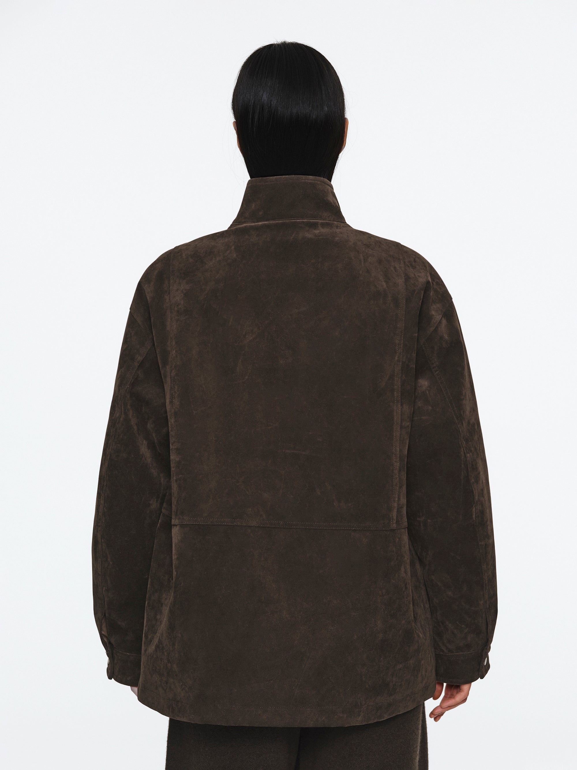 Faux Suede Padded Jacket, Brown