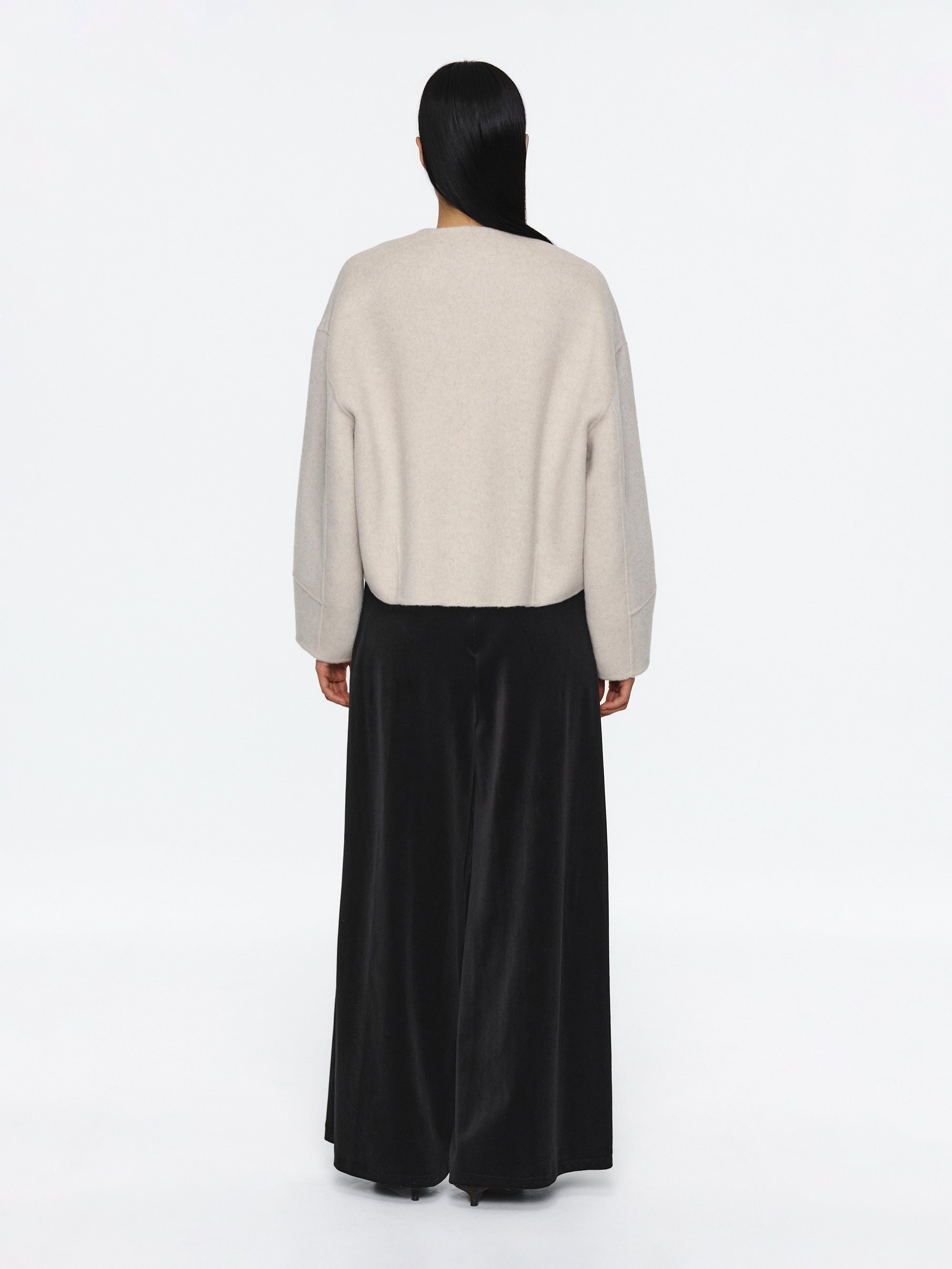 Wool Felted Zip Jacket, Ivory