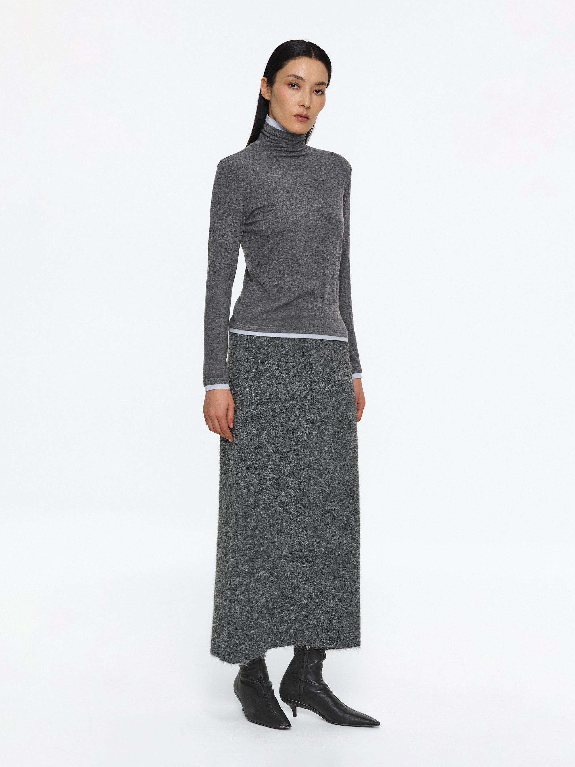 Double Layered Turtleneck, Grey