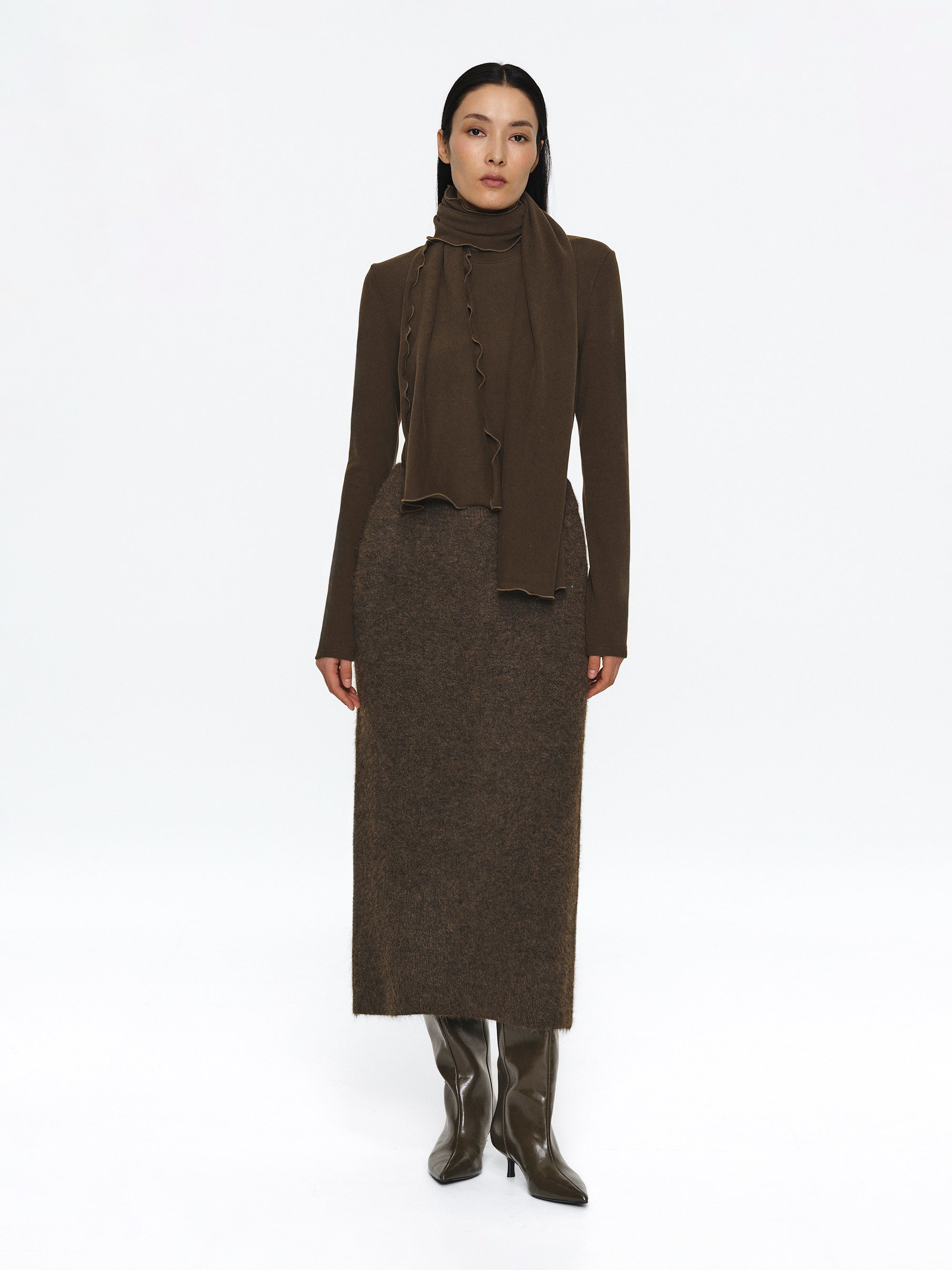 Peached Cotton Jersey T-Shirt, Brown