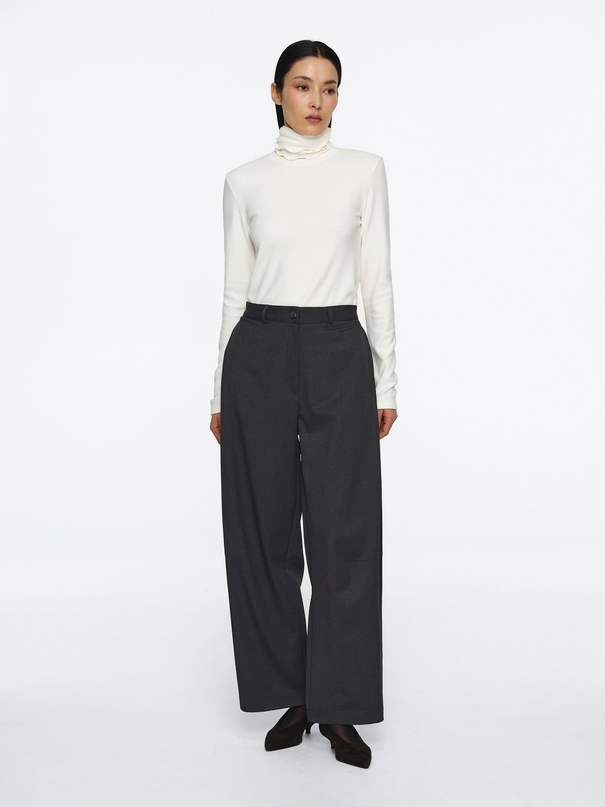 Quarte Pleated Trousers, Charcoal Grey