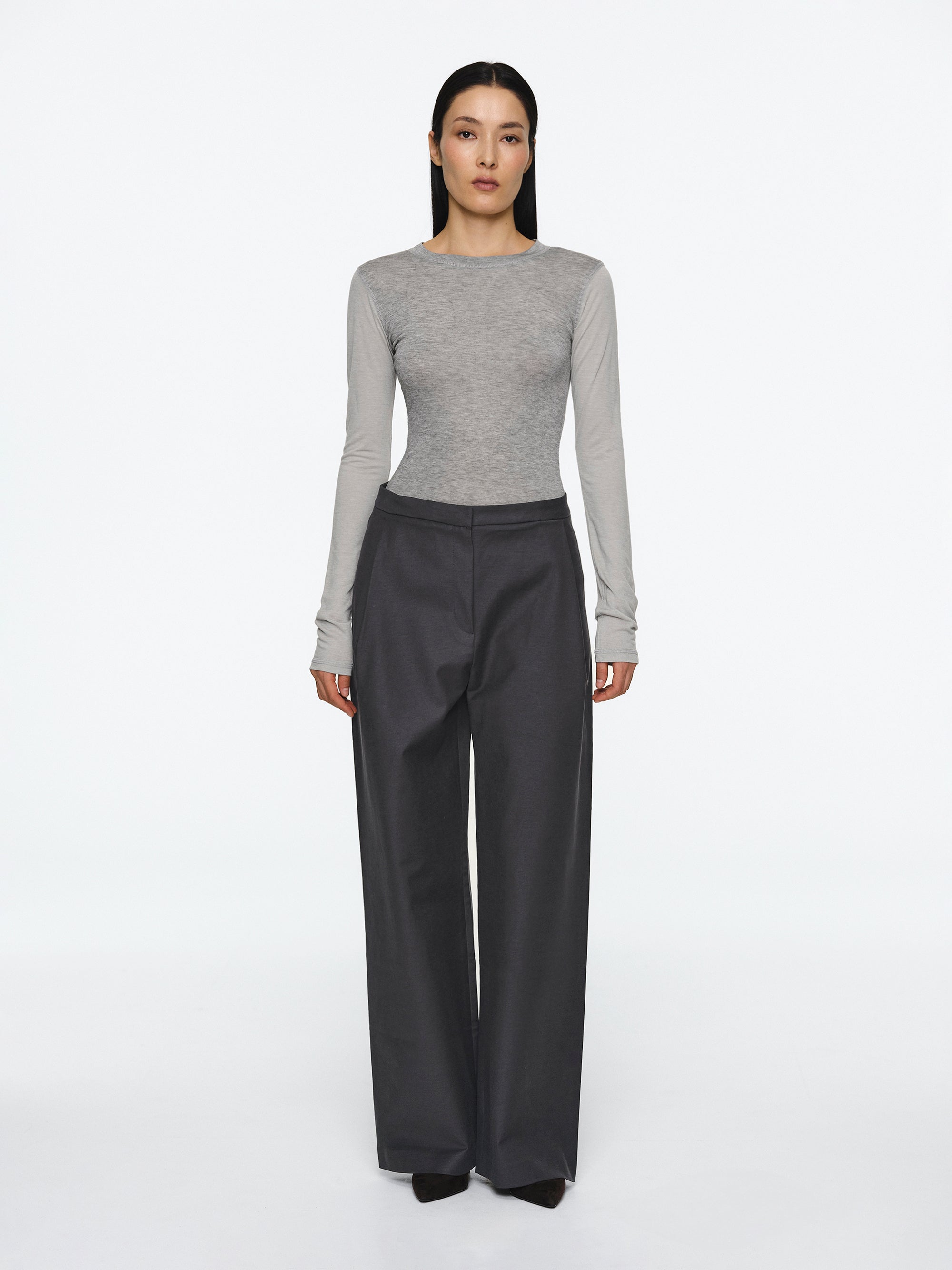 Two Color Semi-Sheer Top, Grey