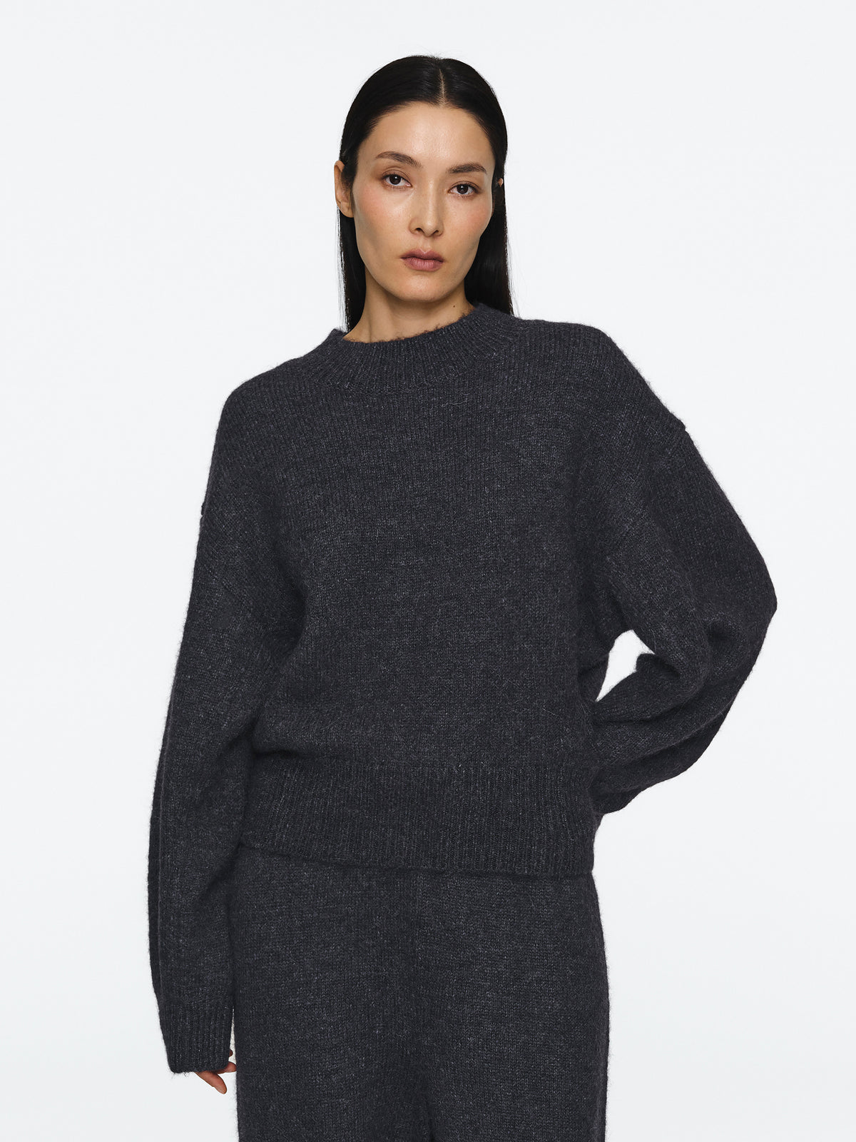 Bryde Relaxed Wool-Blend Sweater, Charcoal