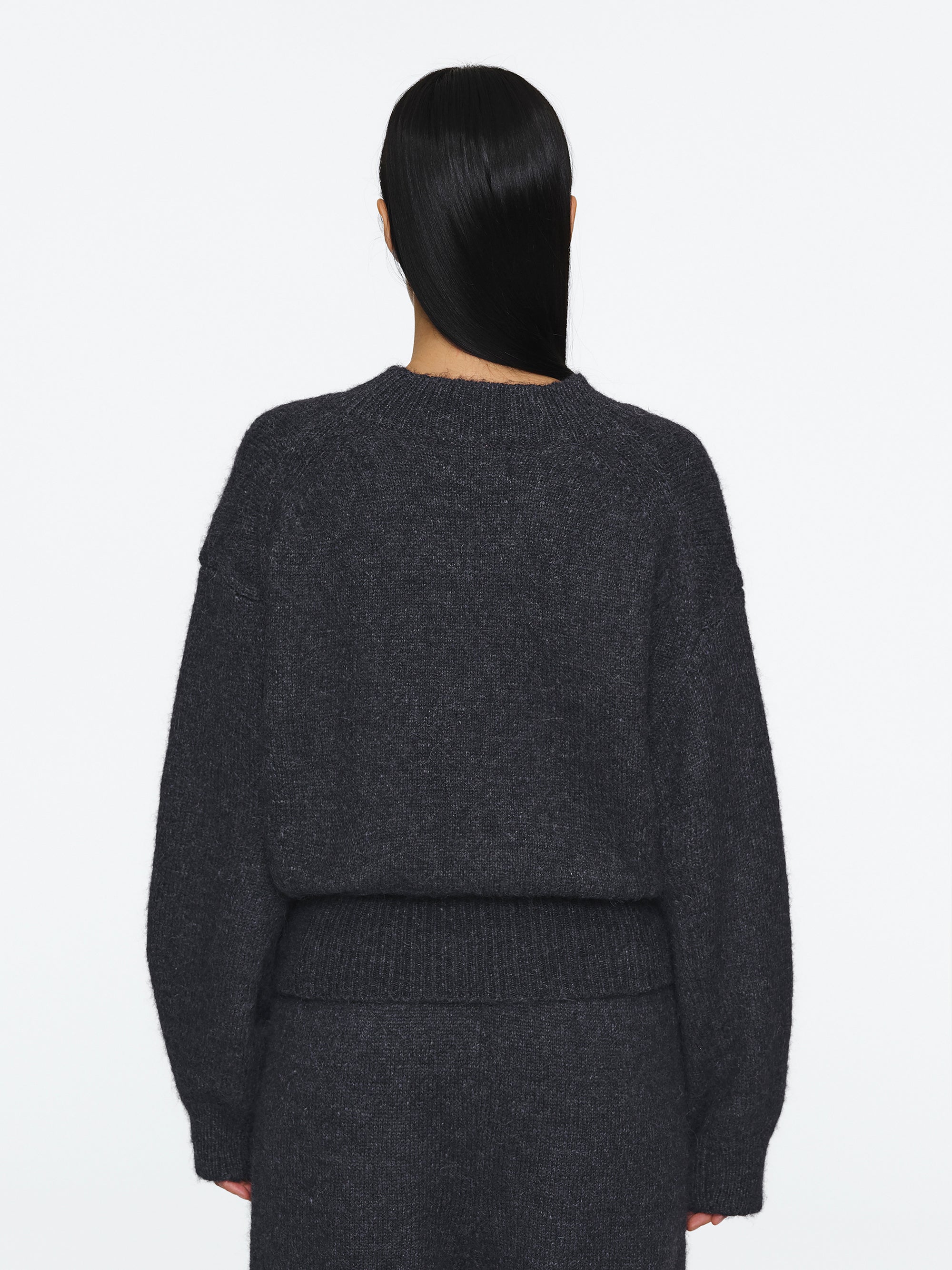 Relaxed Wool-Blend Sweater, Charcoal