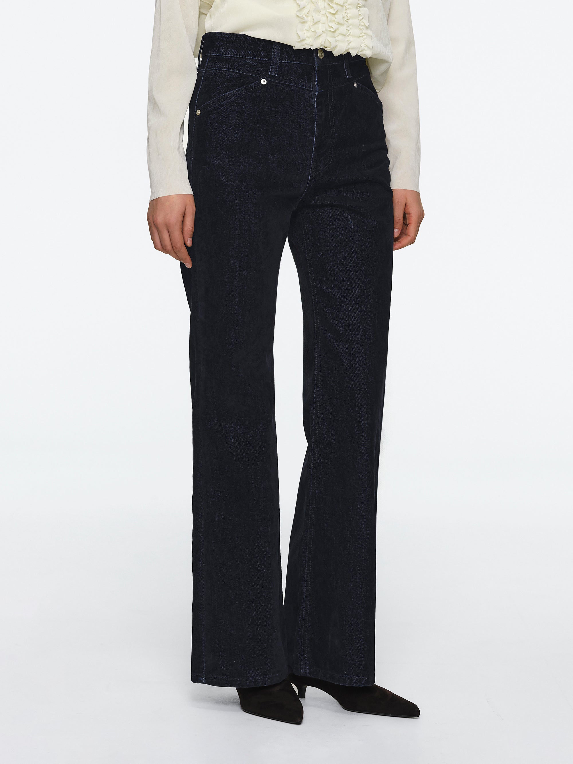 Flared Flock Jeans, Denim