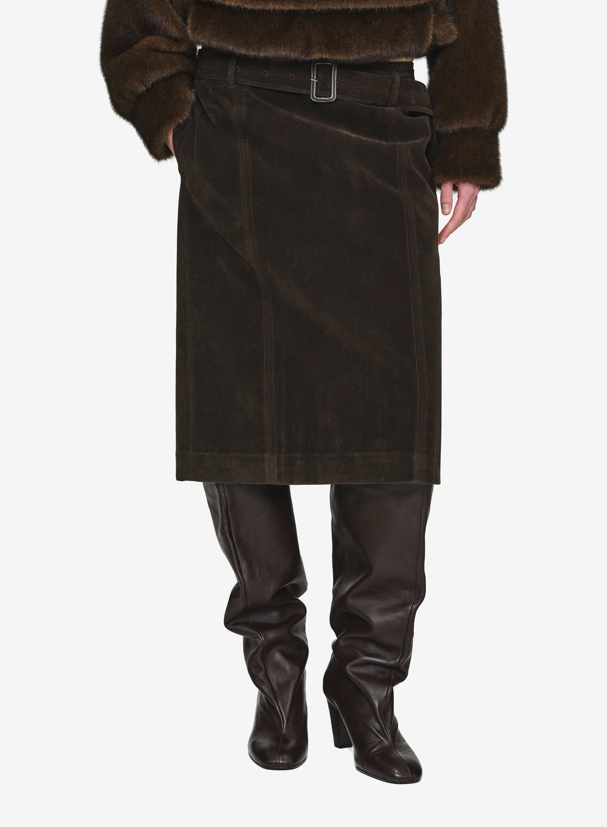 Segura Belted Skirt, Brown