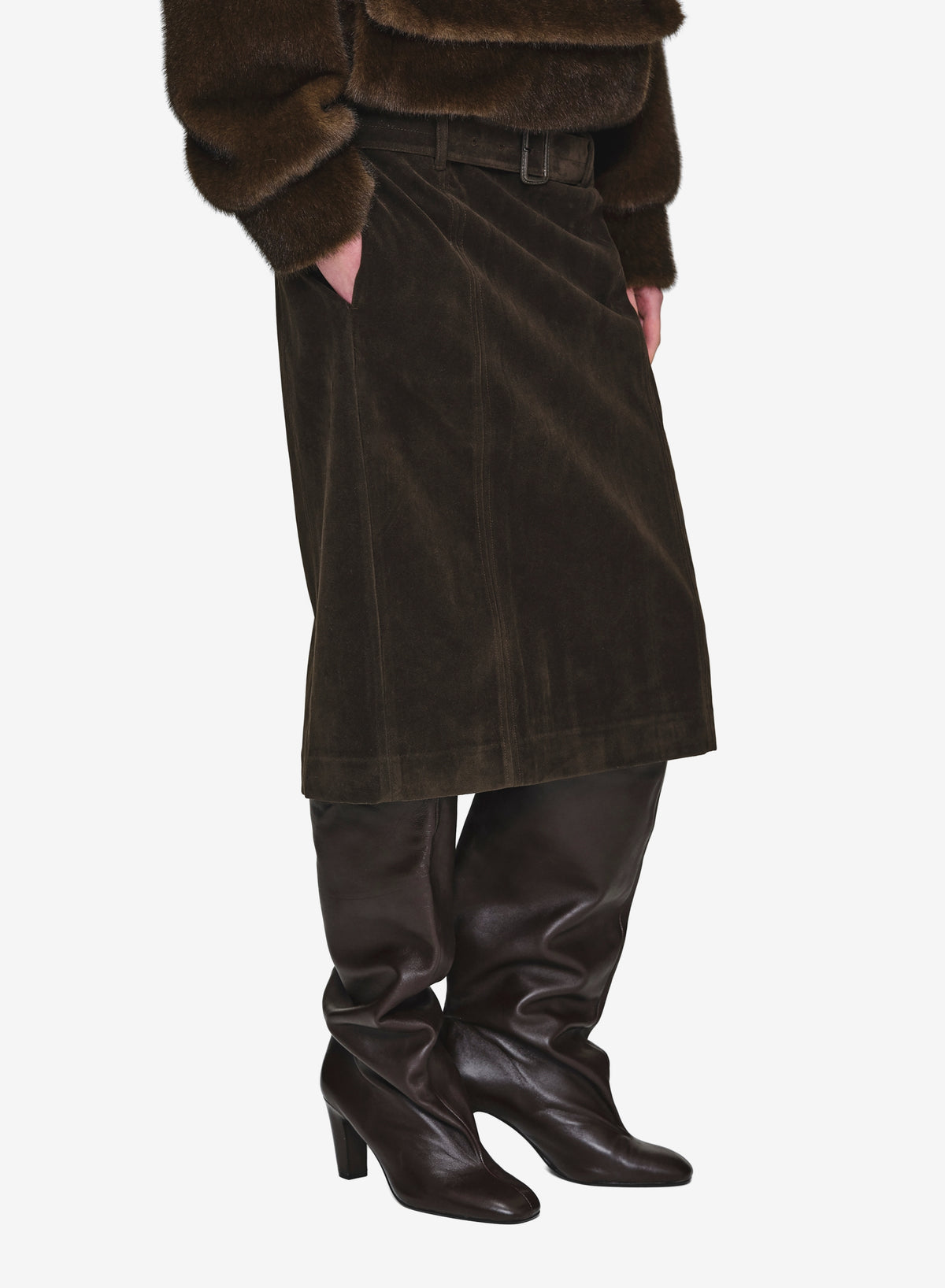 Segura Belted Skirt, Brown
