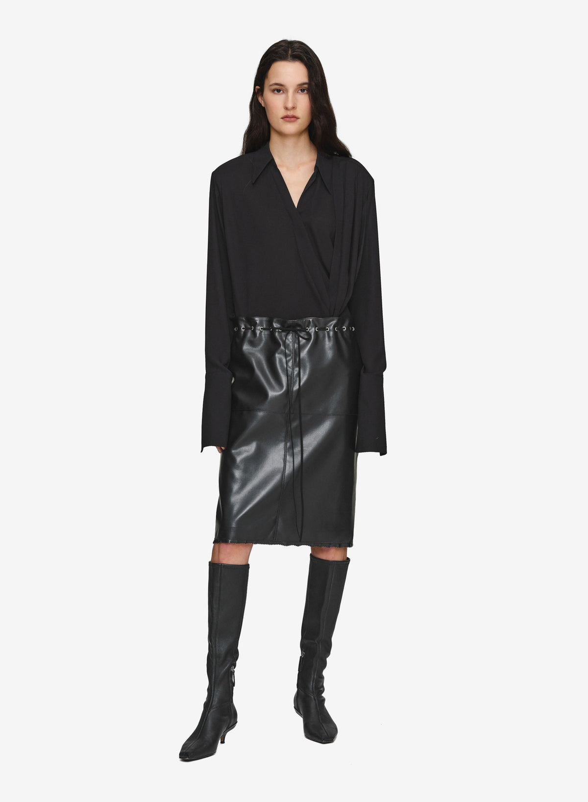 Talamo Faux Leather Skirt, Black