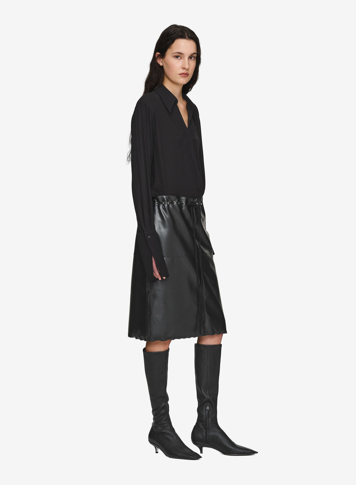 Talamo Faux Leather Skirt, Black