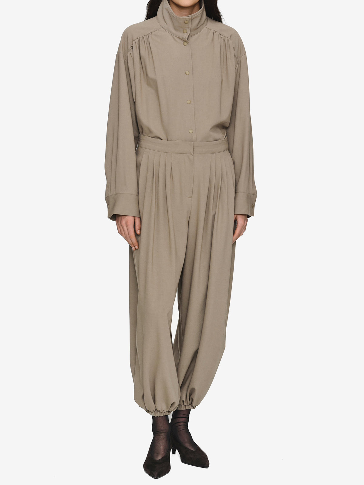 Giacca Ruched Shirt, Beige