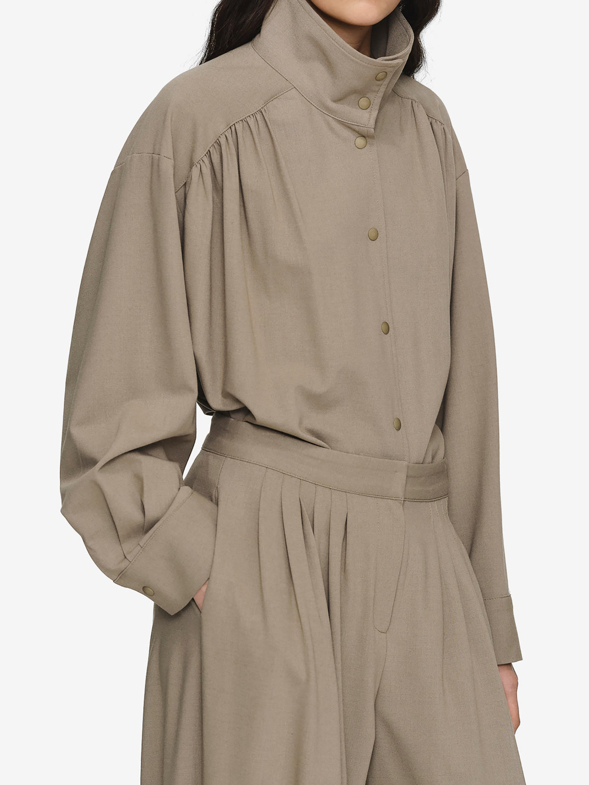 Giacca Ruched Shirt, Beige