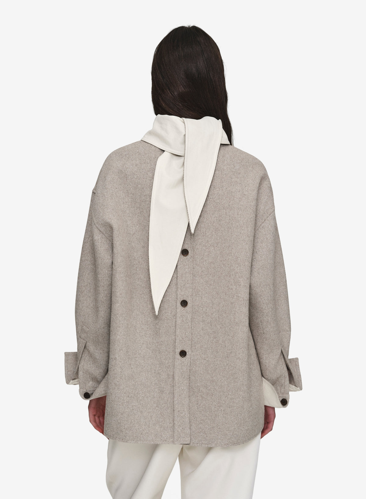 Leiva Scarf Shirt Jacket, Beige