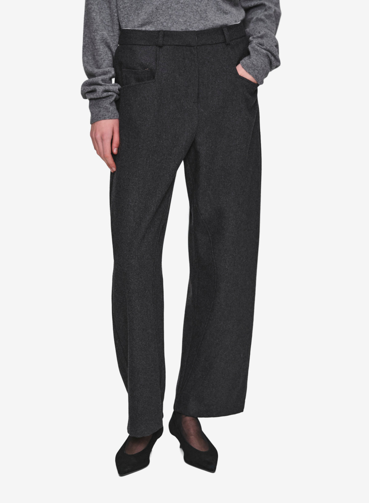 Roanna Wool-Blend Trousers, Charcoal