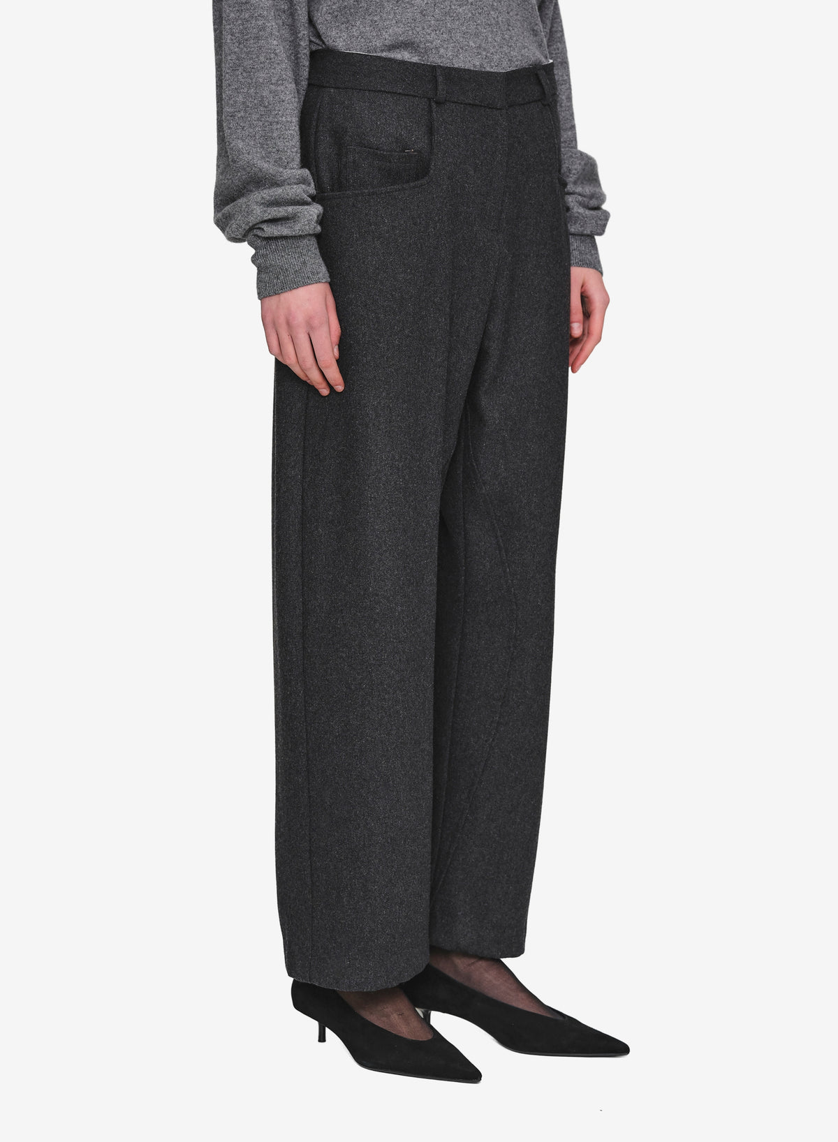 Roanna Wool-Blend Trousers, Charcoal