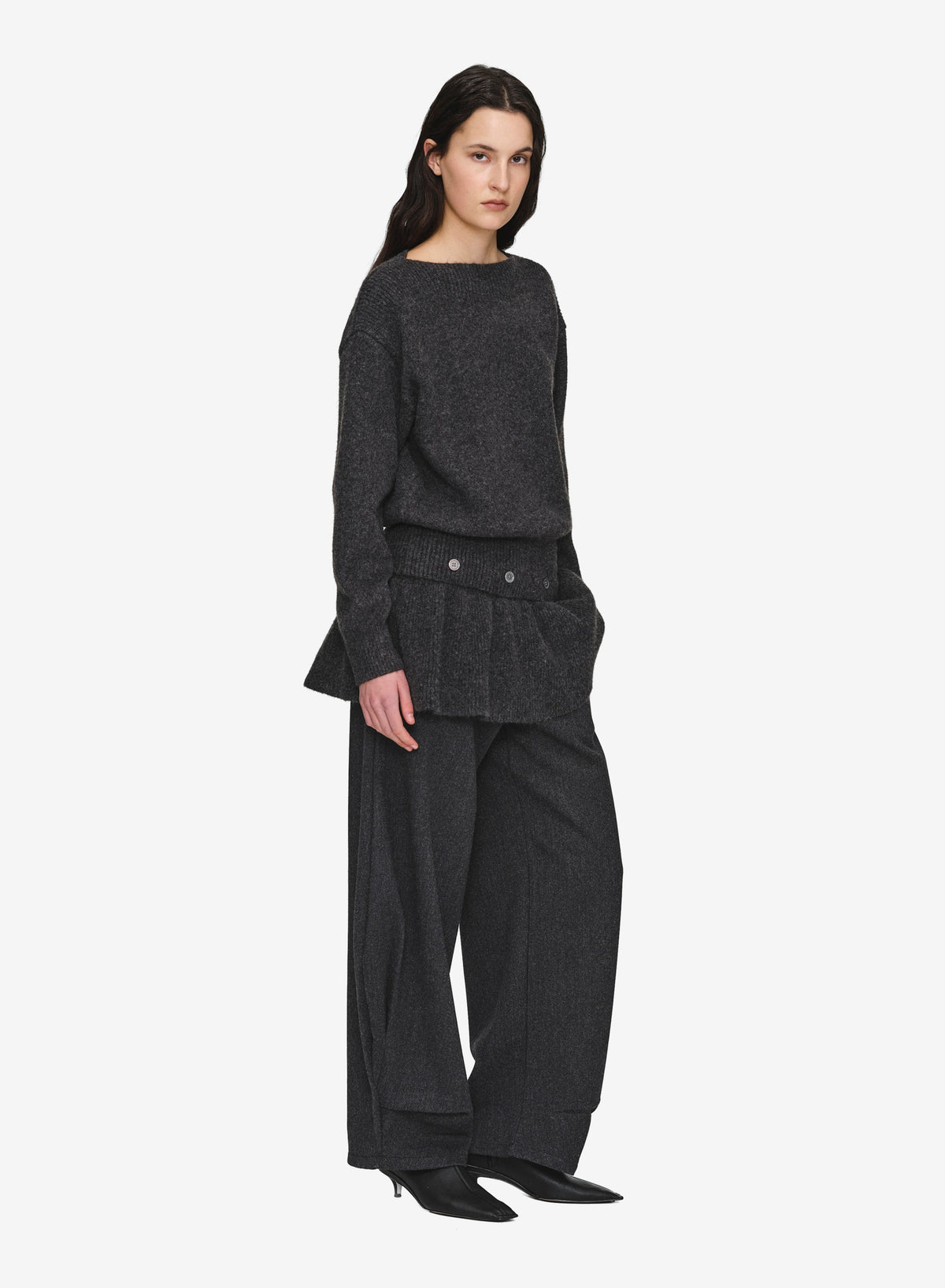 Corinth Peplum Sweater, Charcoal