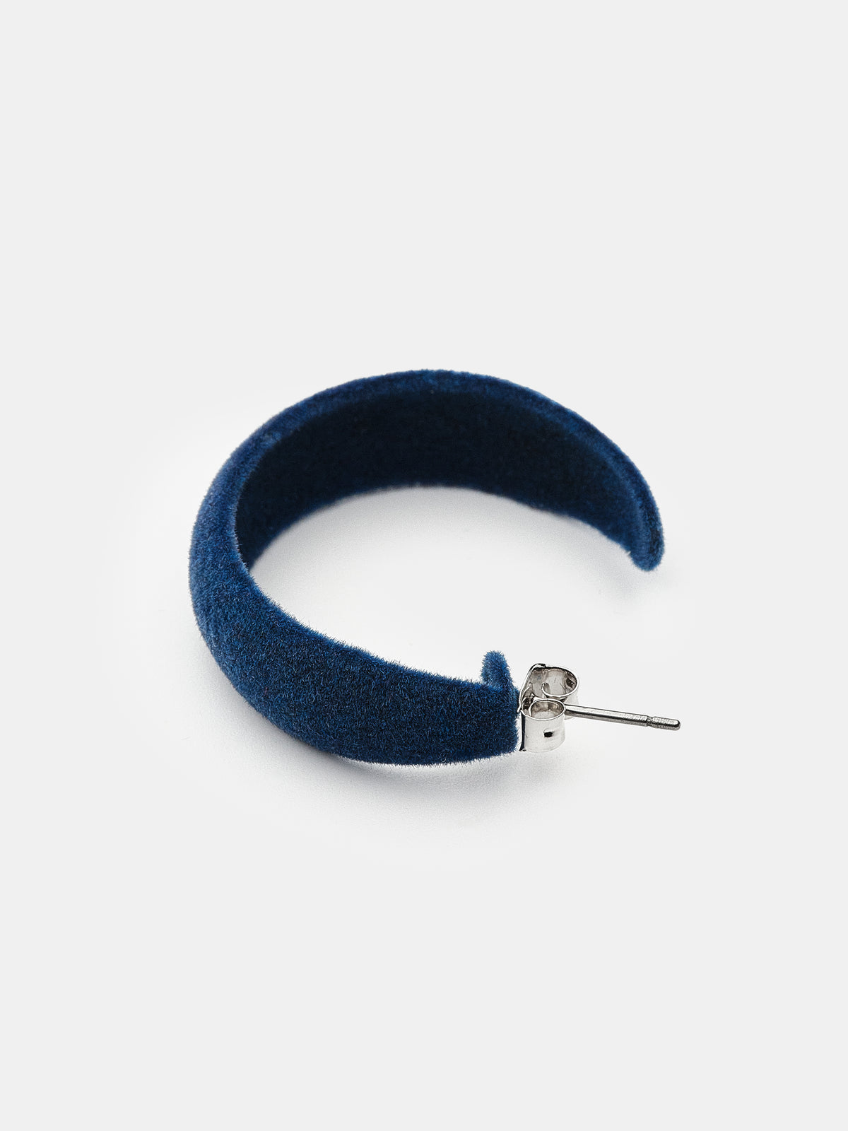 Flocked Slim Hoop Earrings, Blue