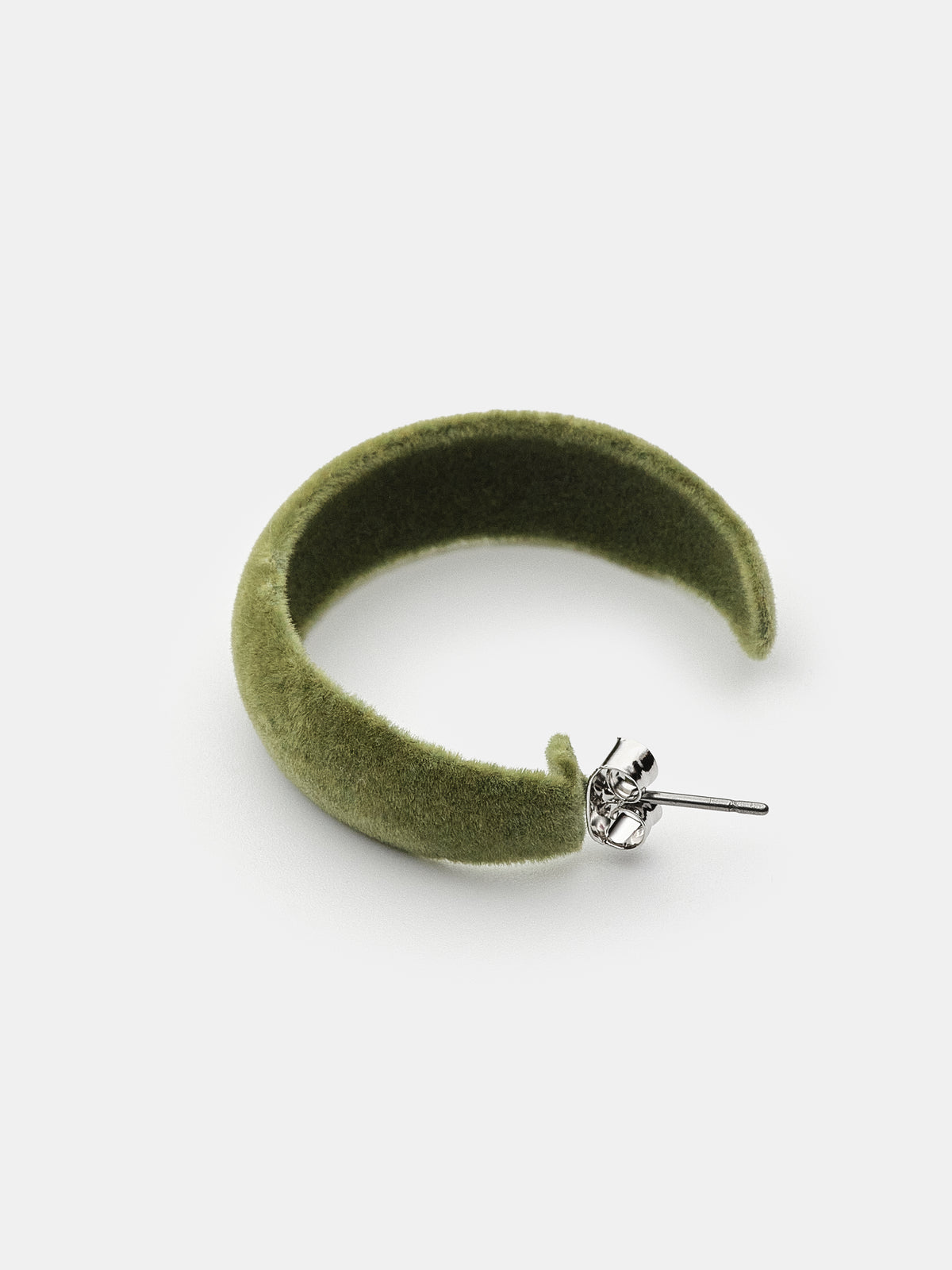 Flocked Slim Hoop Earrings, Green