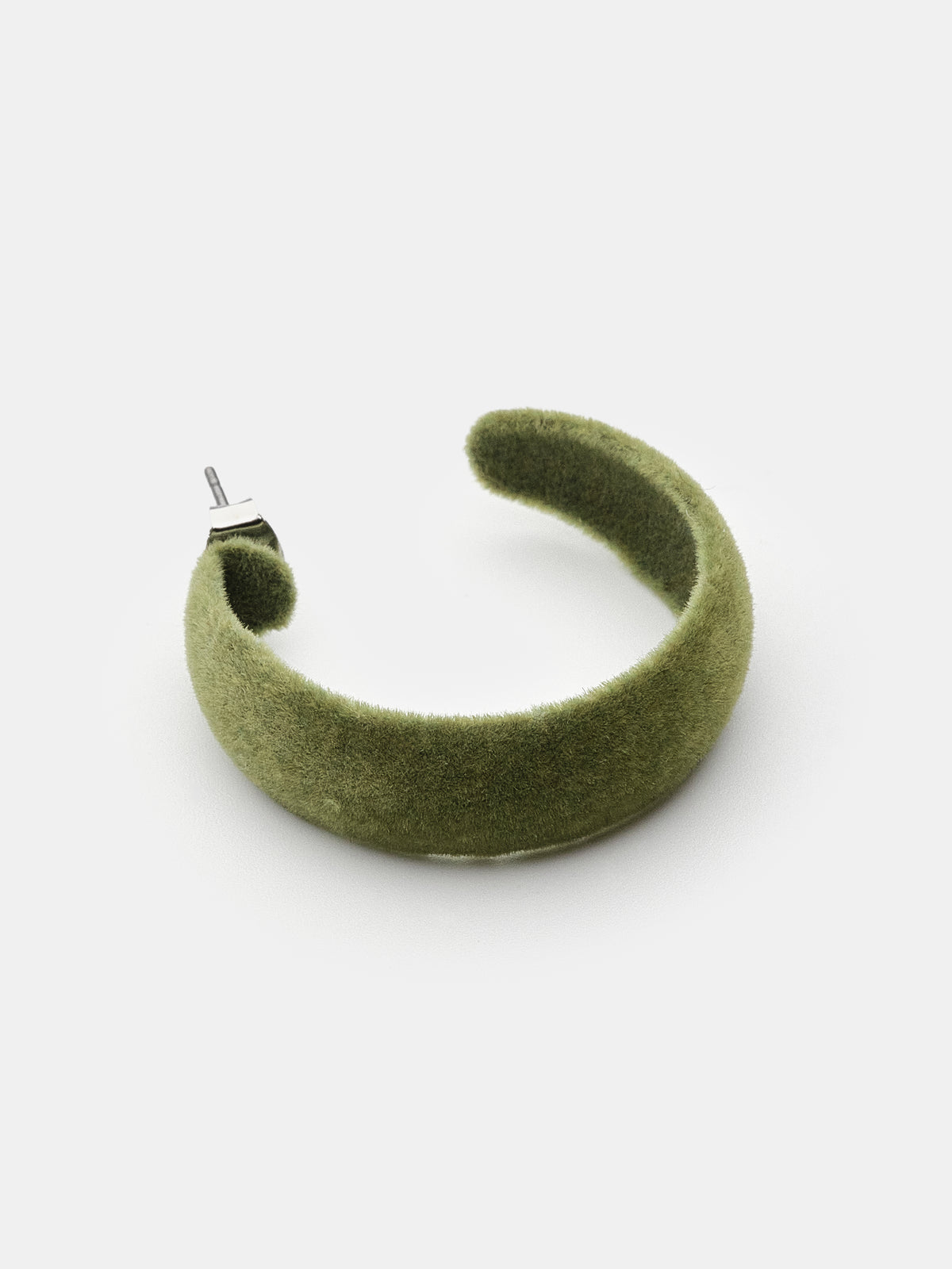 Flocked Slim Hoop Earrings, Green