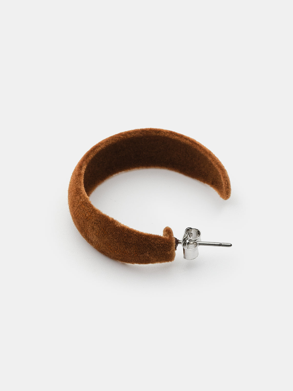 Flocked Slim Hoop Earrings, Camel