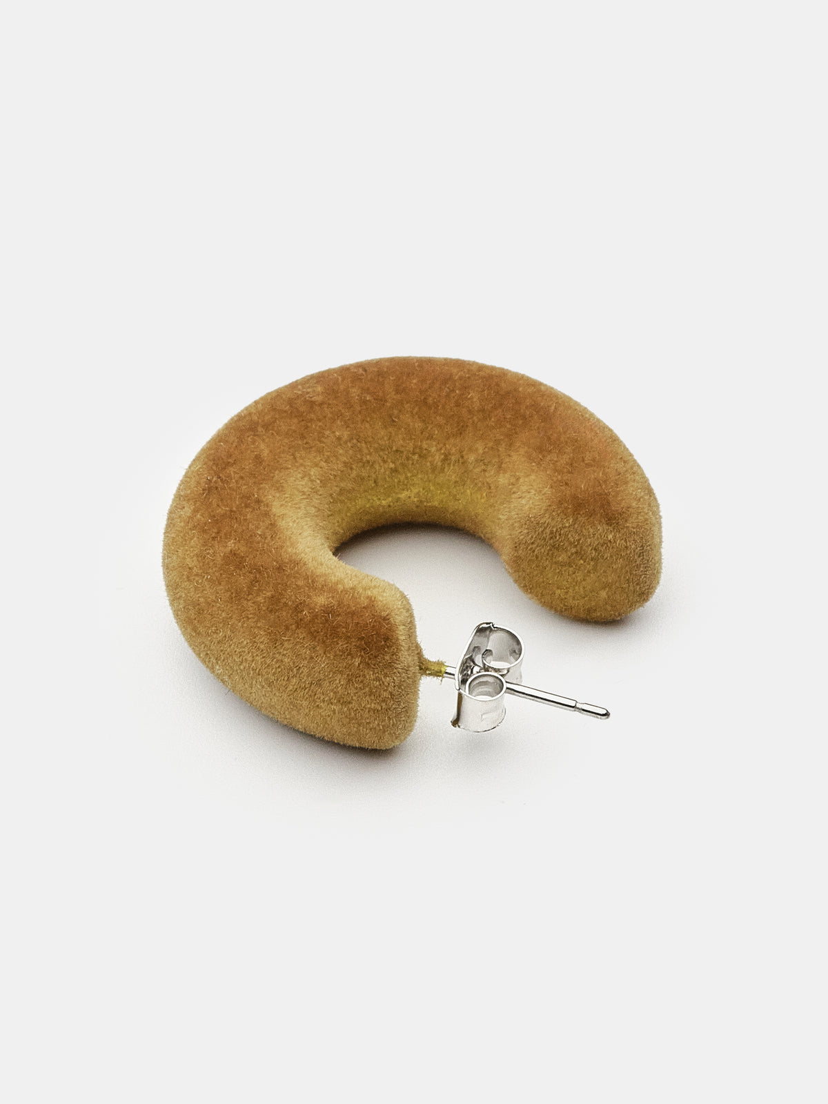 Flocked Hoop Earrings, Camel