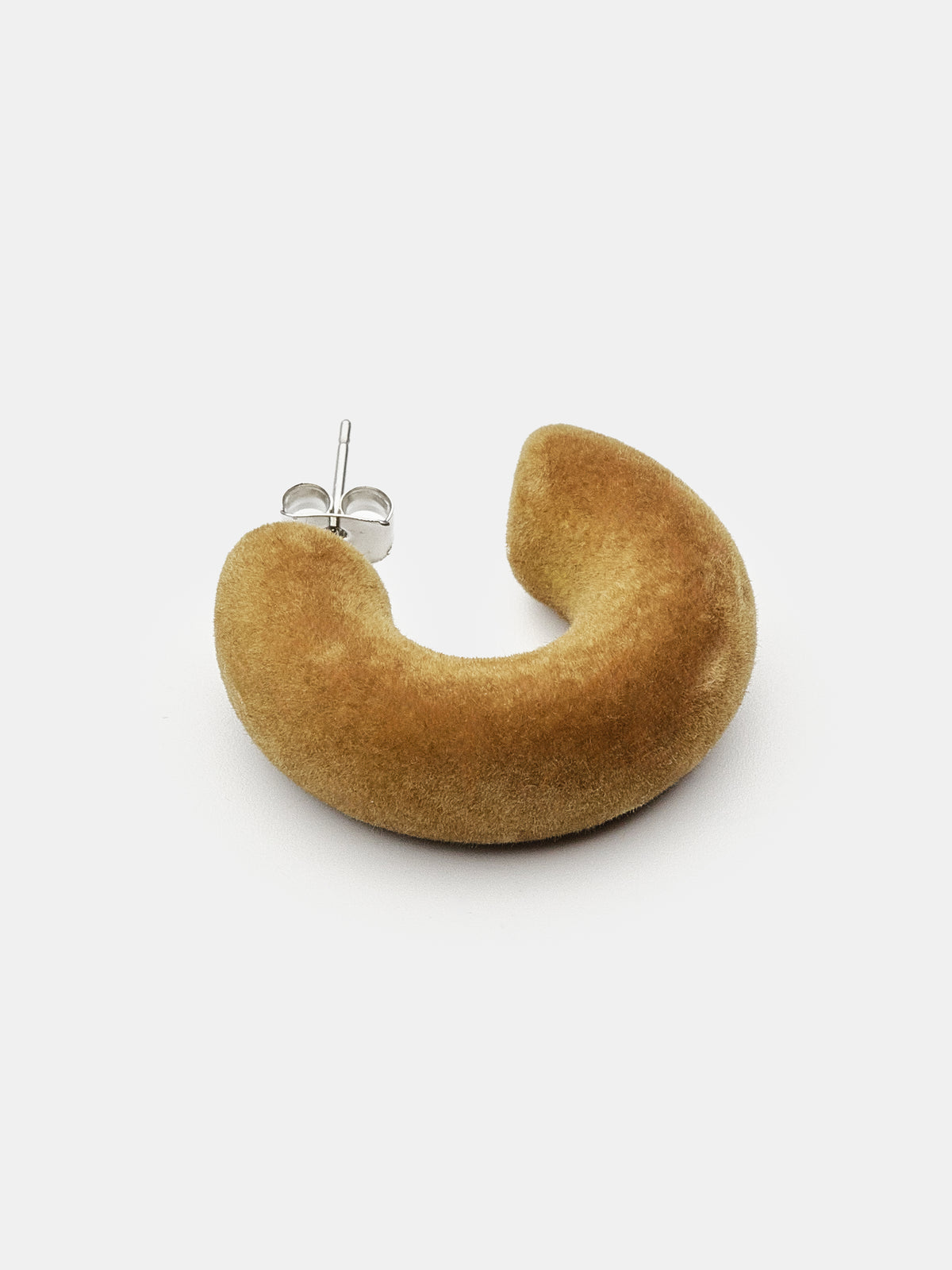Flocked Hoop Earrings, Camel
