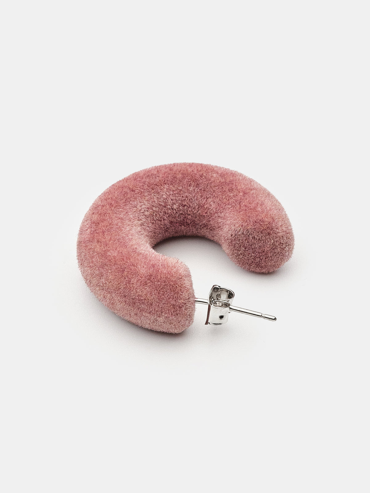 Flocked Hoop Earrings, Pink