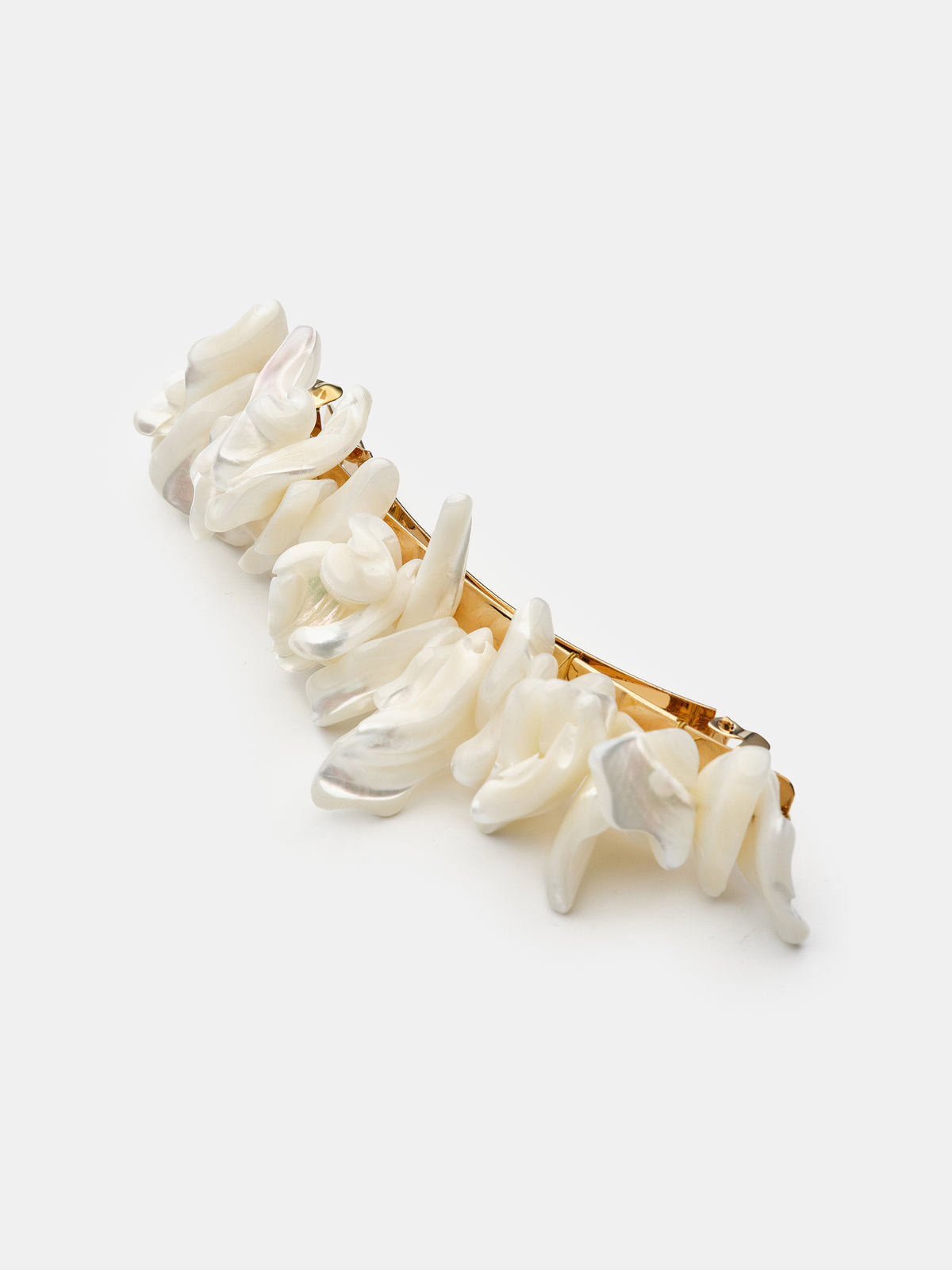 Shell Chip Beads Barrette, Gold