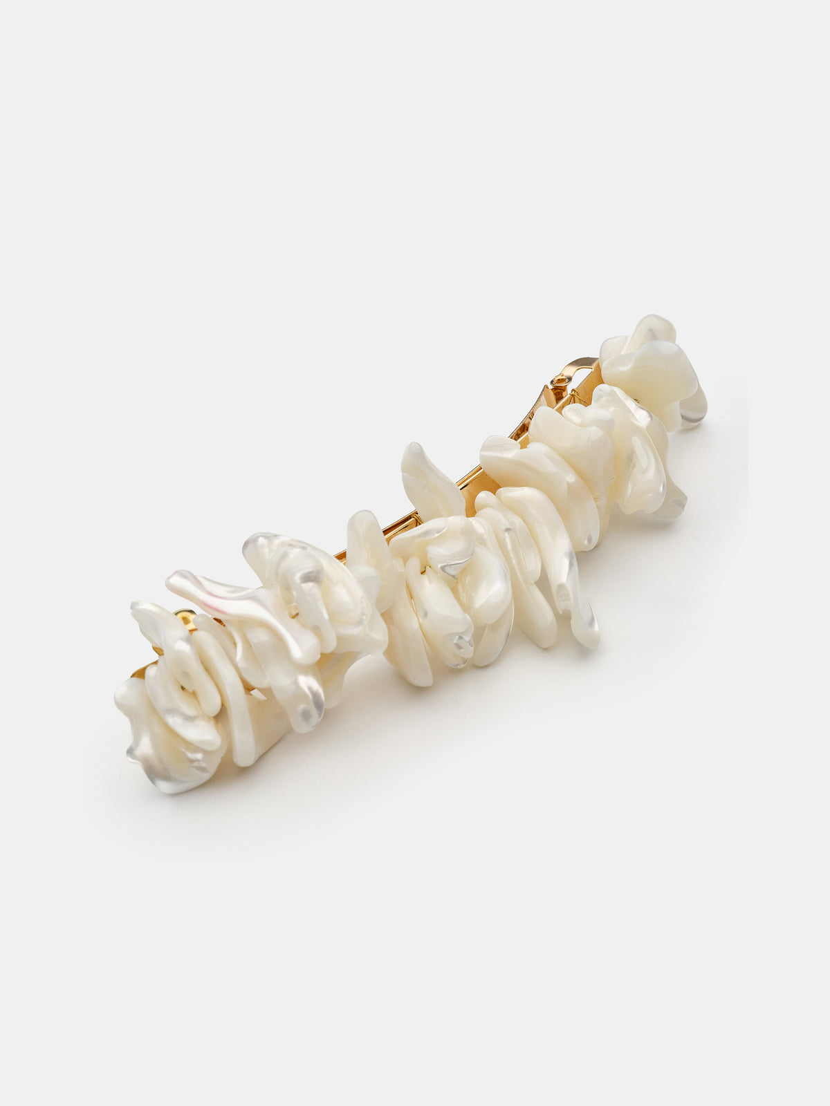 Shell Chip Beads Barrette, Gold