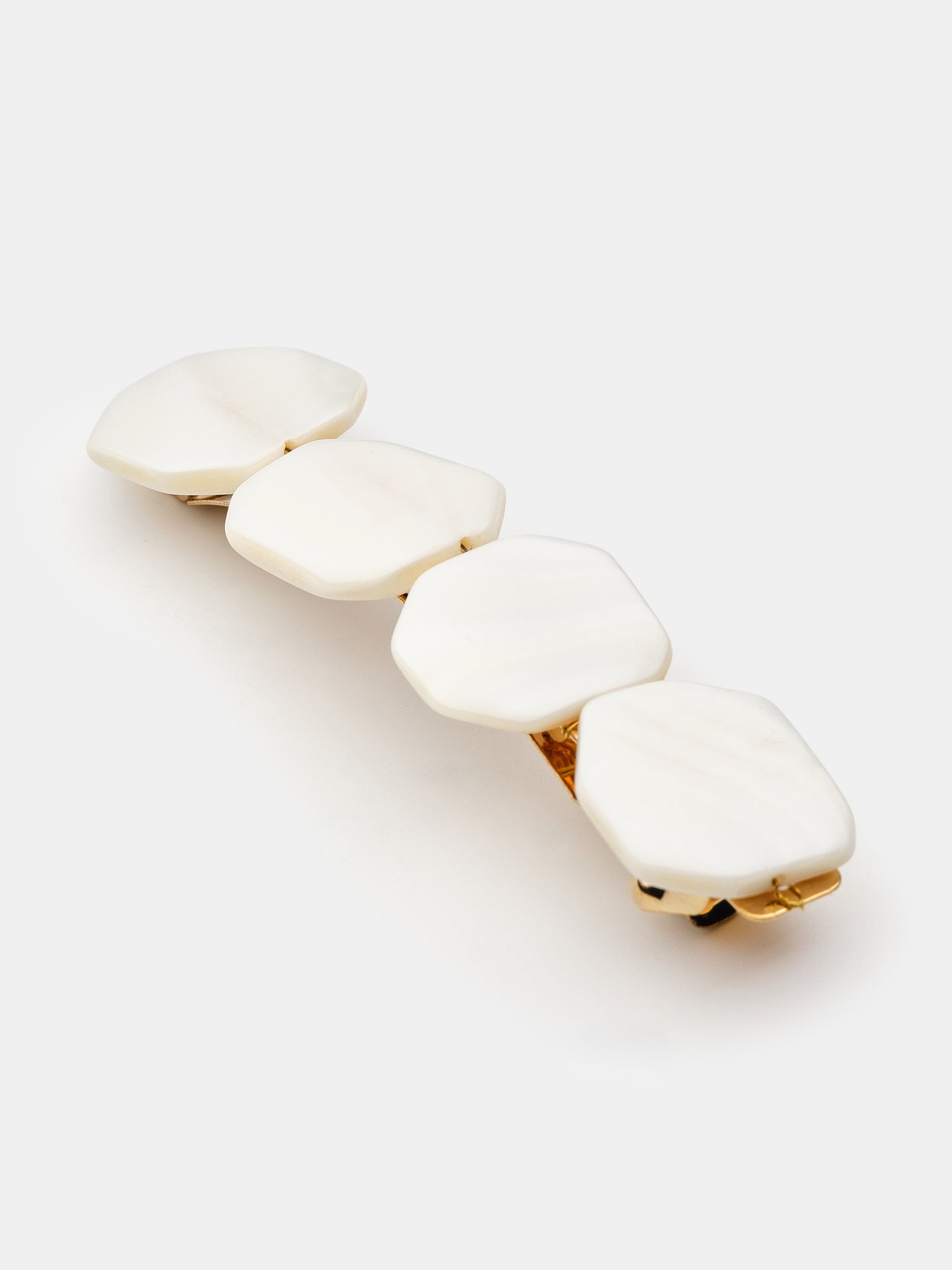 Stone Tile Barrette, Gold